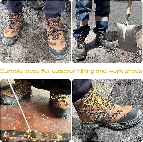 Miniatura 4 de lorpops Cordones redondos para botas 3 pares Cordones resistentes y duraderos para botas, botas de trabajo y zapatos de senderismo