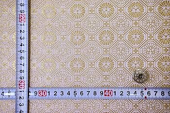 Amazon | 【Oriet Kyotoの布】 金襴 生地 蜀甲三ッ横見菊 白