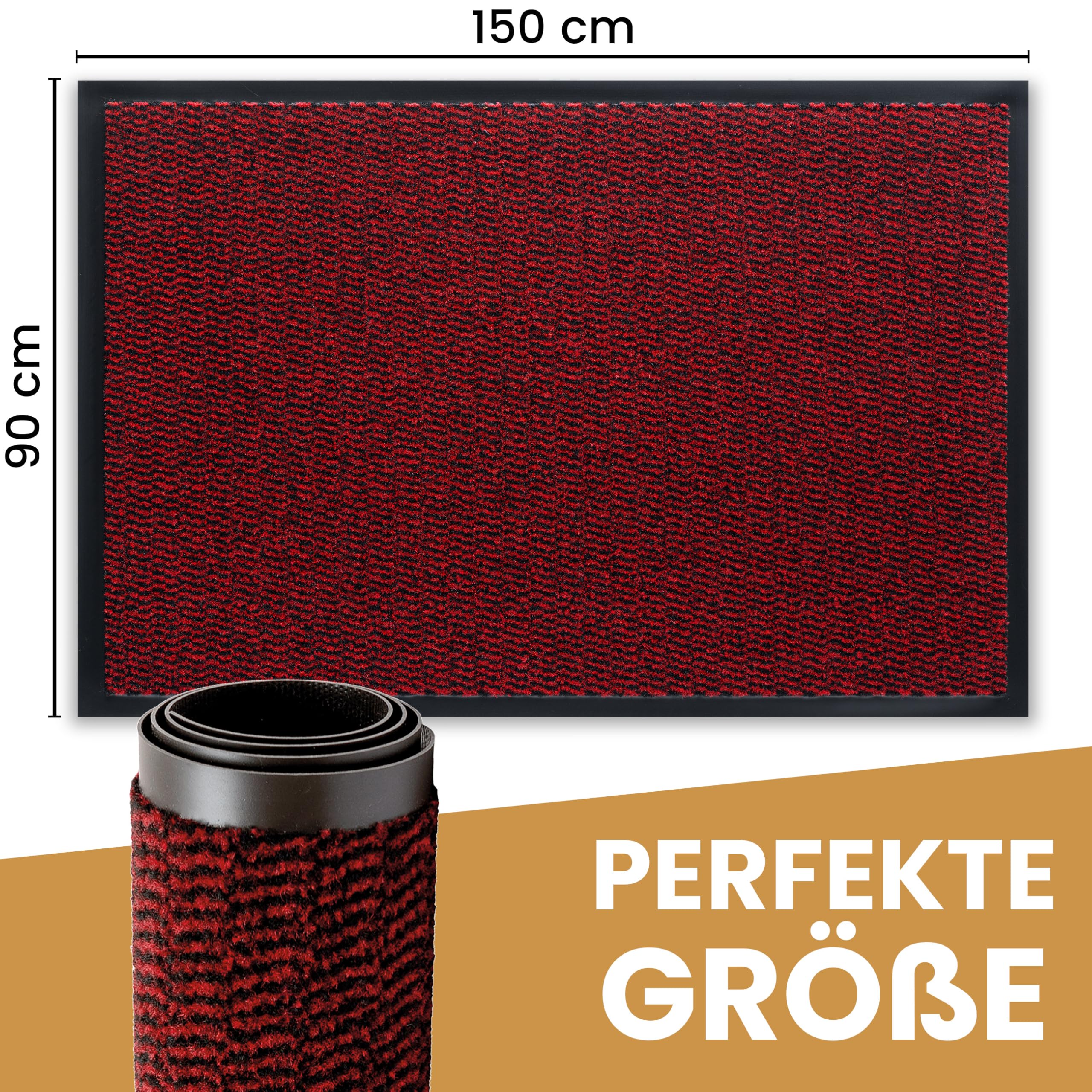 Bodenständig® Scarpe pulite grazie al tessuto assorbente (robusto), dimensioni perfette, colore rosso scuro, 90 x 150 cm, zerbino interno, zerbino interno per interni