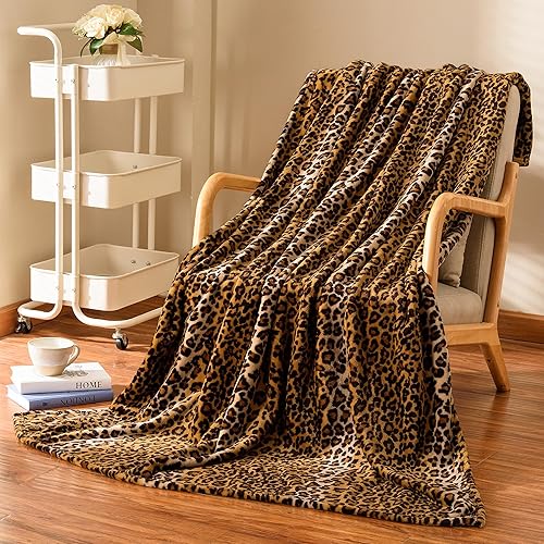 Vista 17 de Excervent Manta de forro polar de franela de leopardo 3D, 280 GSM, manta ligera de guepardo para sofá, cama, manta cálida súper suave y acogedora