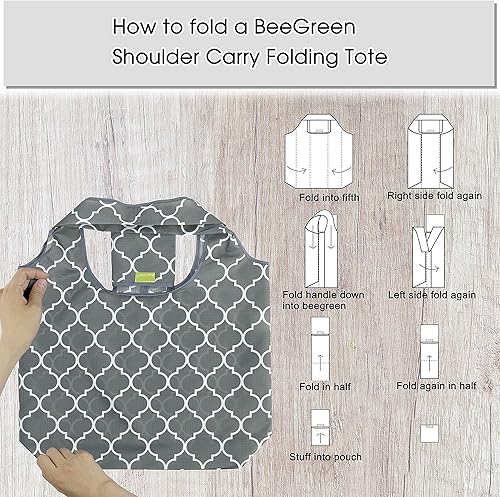 Miniatura 4 de BeeGreen Bolsas de compras reutilizables para comestibles, paquete de 6 y bolsa térmica aislada, 1 paquete con asas, bolsas de compras resistentes,