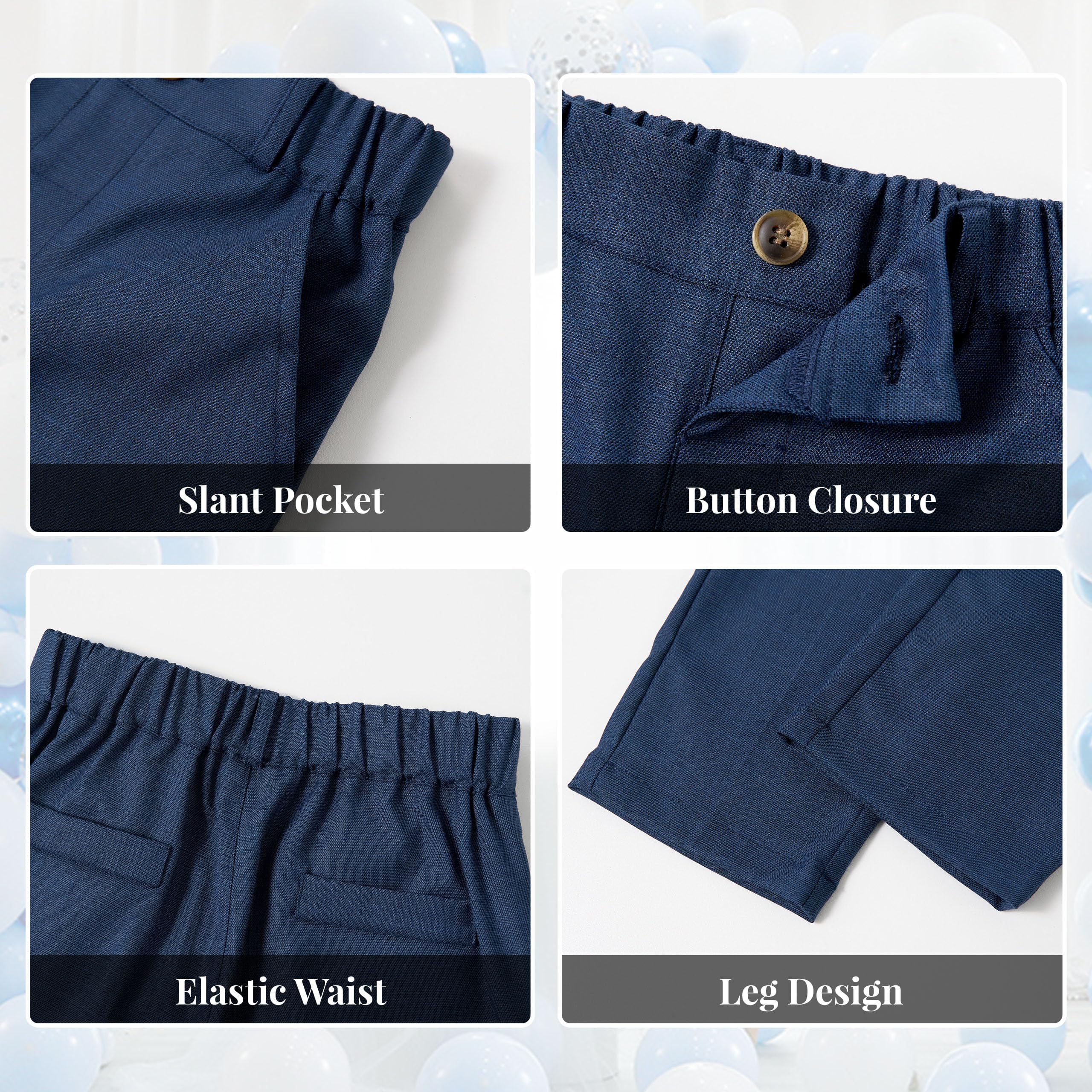 Volunboy Completo Elegante Bambino, Ragazzi Cerimonia Nozze Vestito 4 Pezzi Maniche Lunghe Camicie + Papillon + Gilet + Pantaloni