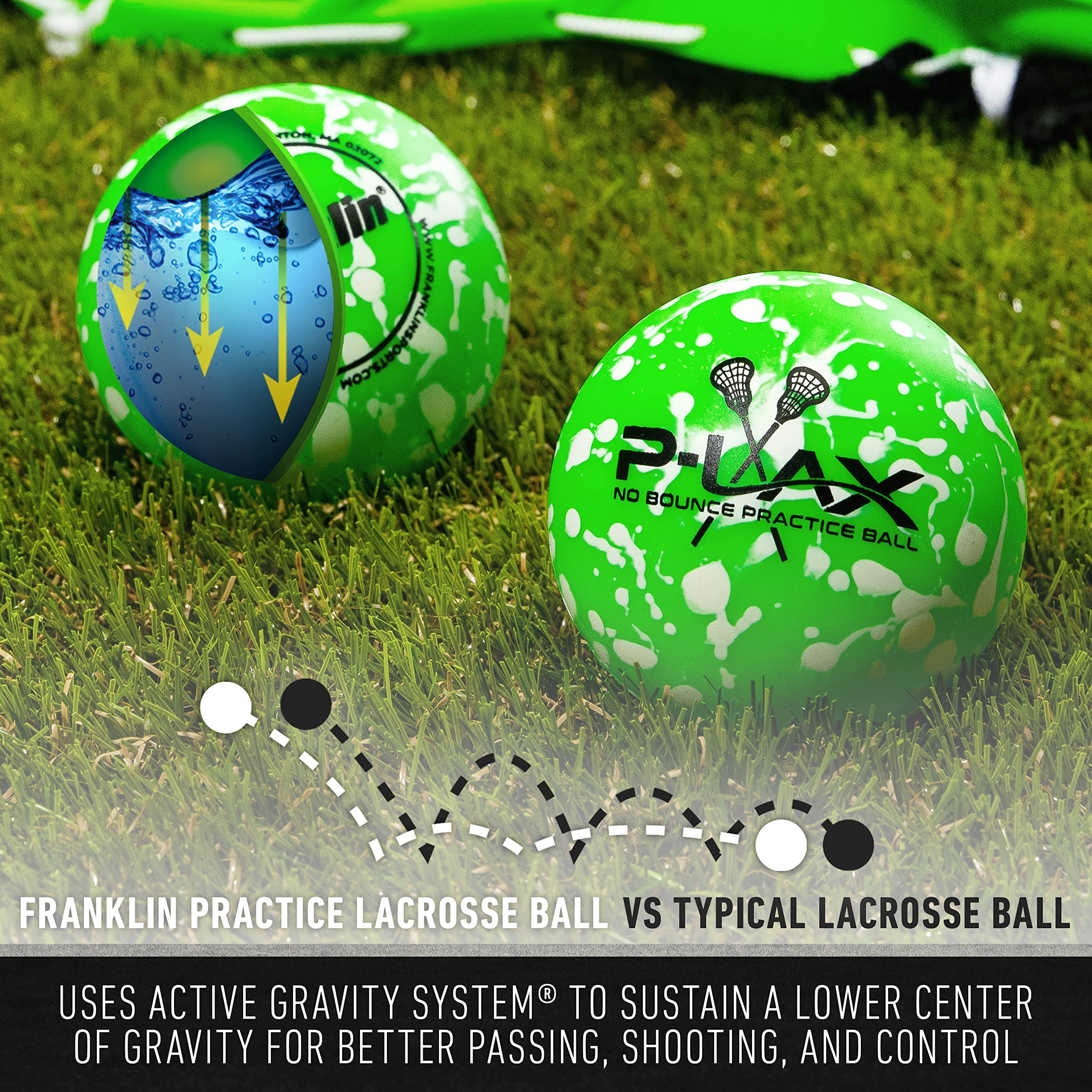 Franklin Sports Lacrosse Balls - Practice Lax Balls - 2 Pack -Massage Balls - All Ages Lacrosse - Green