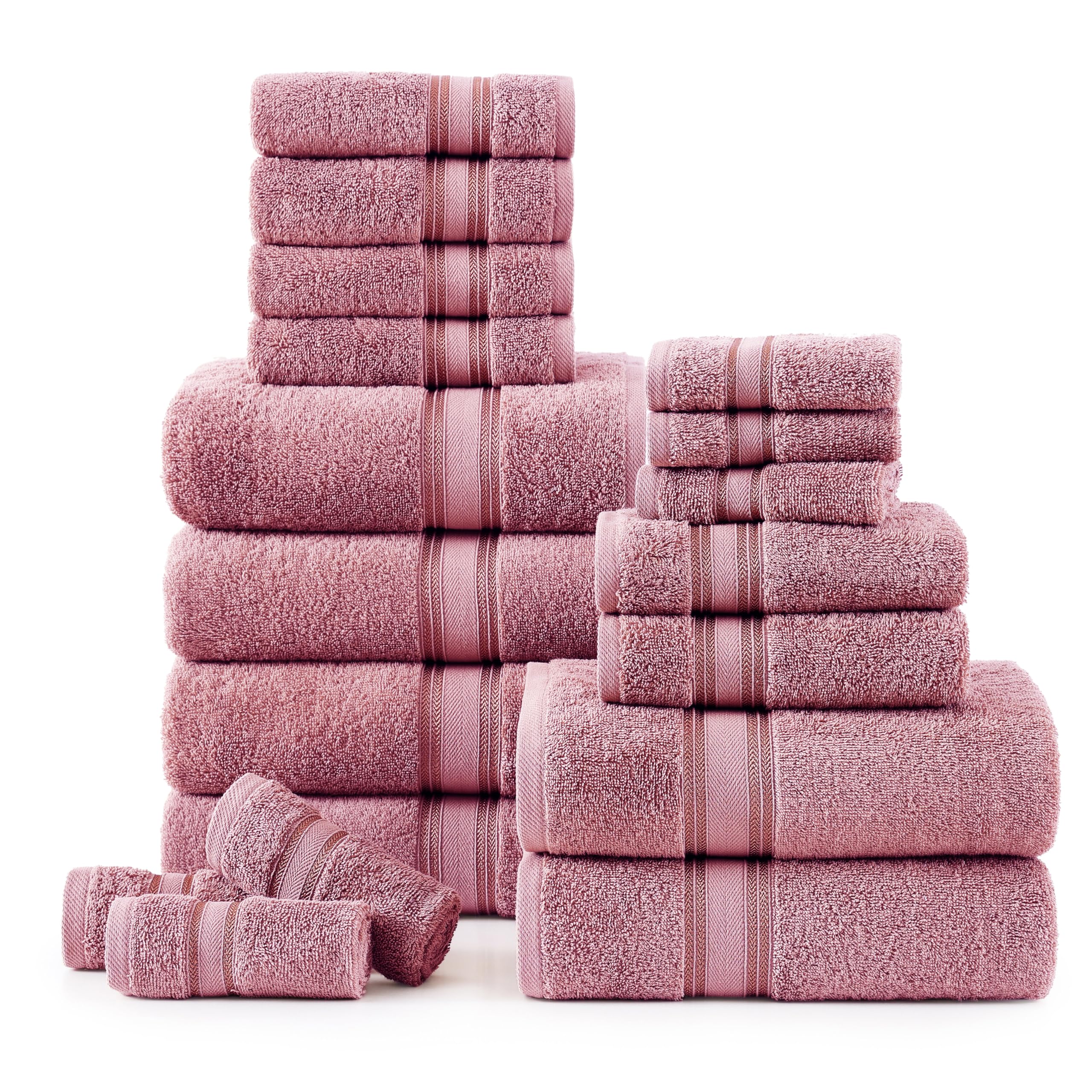LANE LINEN Premium Bath Towel Set of 18 – 100% Cotton, 6 Large Bath Towel, 6 Handtowels & 6 Washcloths, Zero Twist, Ultra Soft & Durable, Quick-Dry,