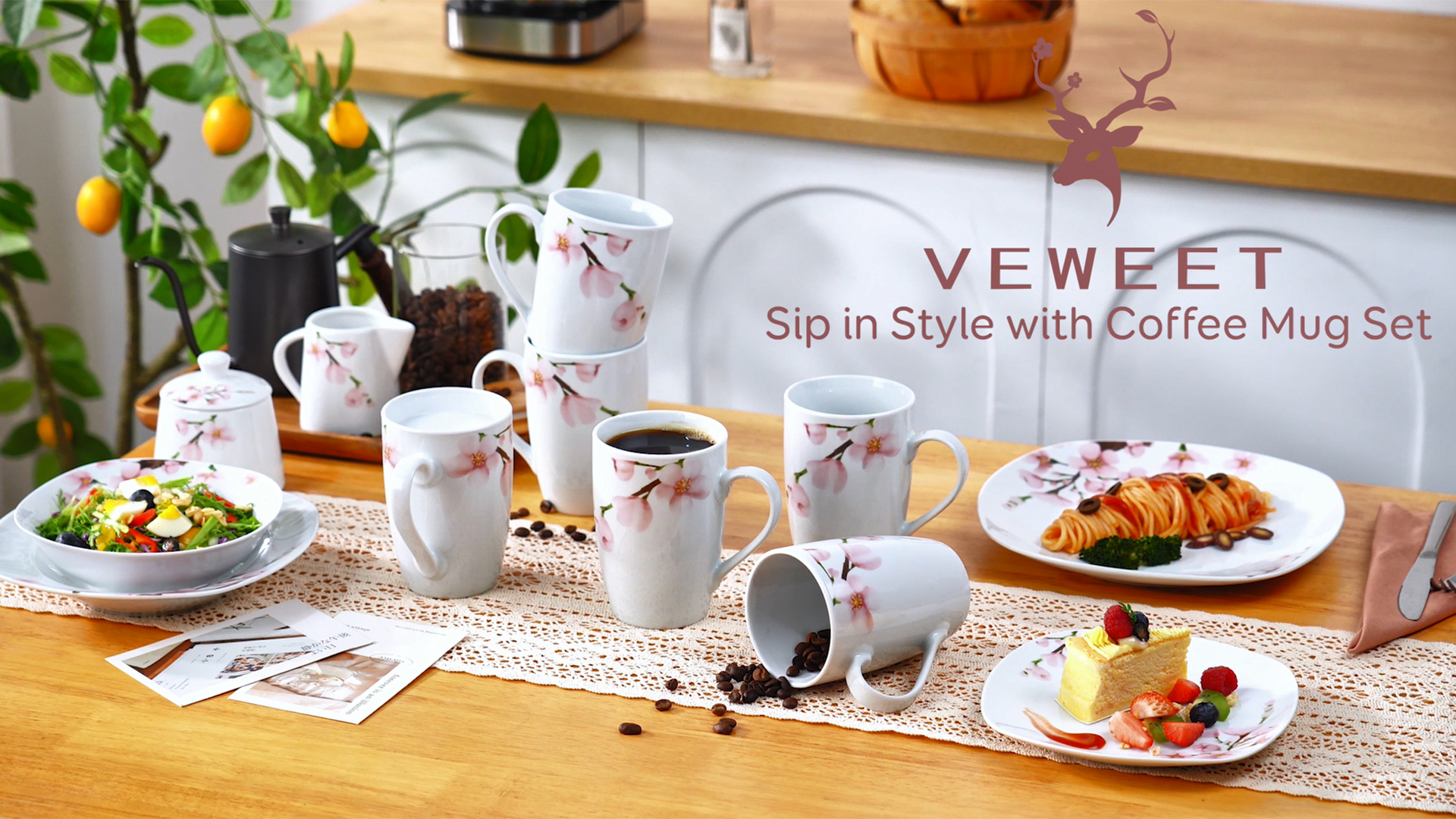 Amazon.com | VEWEET Large Coffee Mugs Set of 6, 16 OZ Coffee Cups Set with  Handle, Floral Mug Sets Ceramic Cup Set for Kitchen, Microwave& Dishwasher  Safe, Series ANNIE: Coffee Cups & Mugs