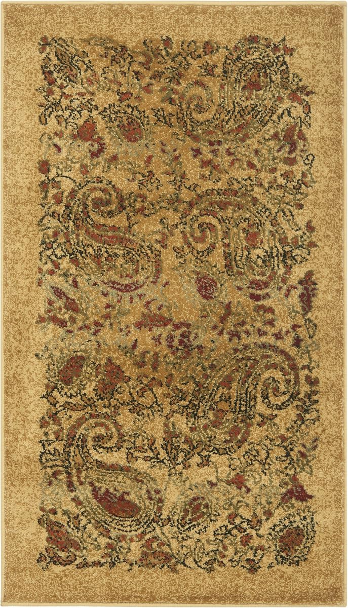 SAFAVIEH Lyndhurst Collection Alfombra decorativa – 2'3" x 4', beige y multicolor, diseño de cachemira tradicional, no se desprende y fácil cuidado, ideal para zonas de alto tráfico en entrada, sala de estar, dormitorio (LNH224A)