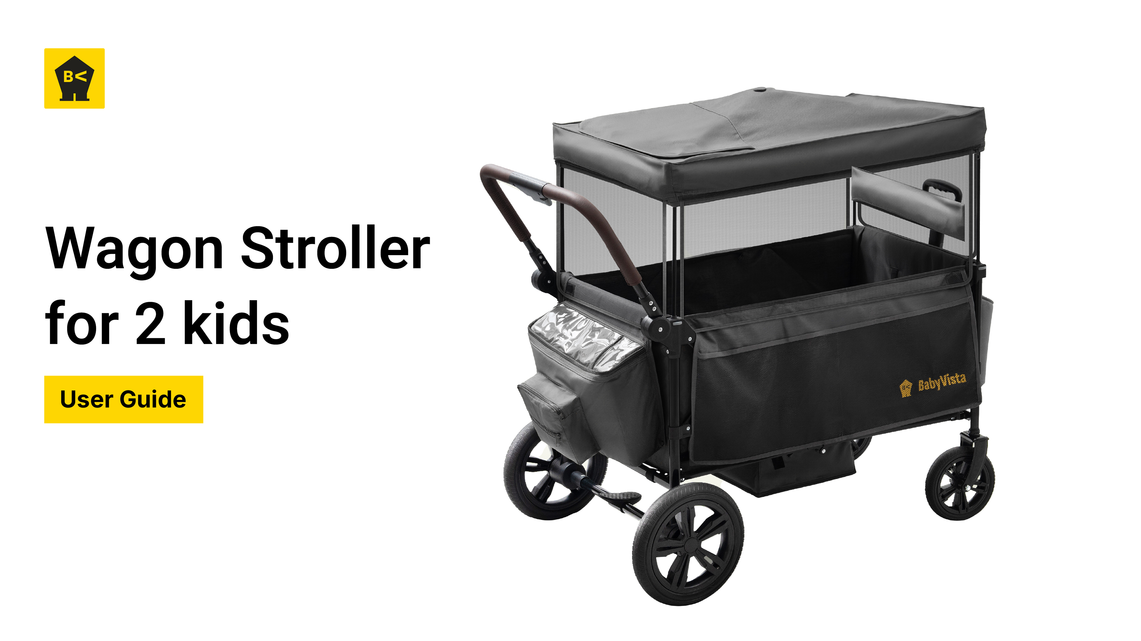 BabyVista Stroller Wagon for Kids, One-Hand Adjustable Push/Pull Handle