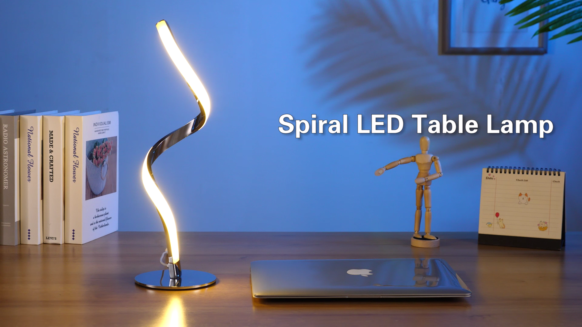 Modern Spiral LED Table Lamp, 22W Dimmable Touch Control Desk Lamp