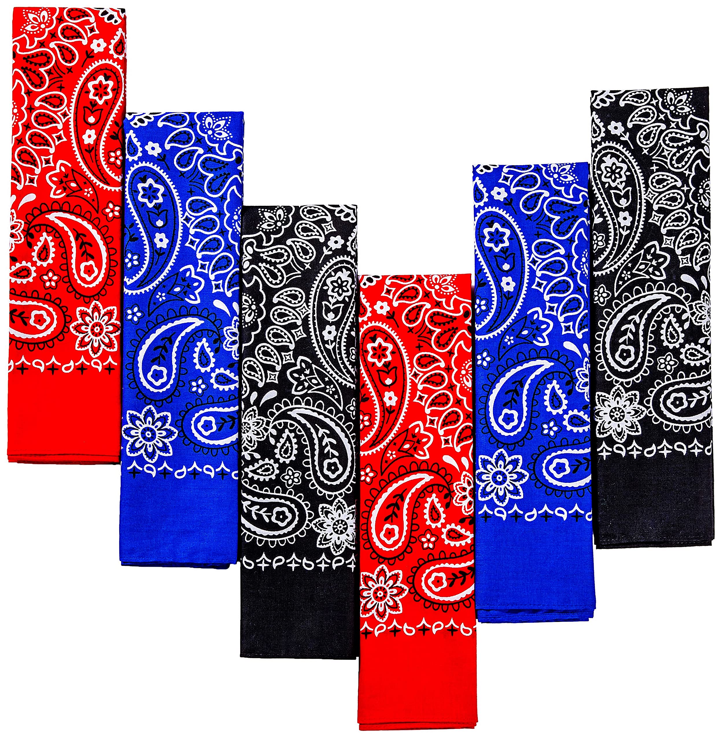 Every-ville Cotton Bandana Handkerchief for Men &amp; Women, 6 Pack