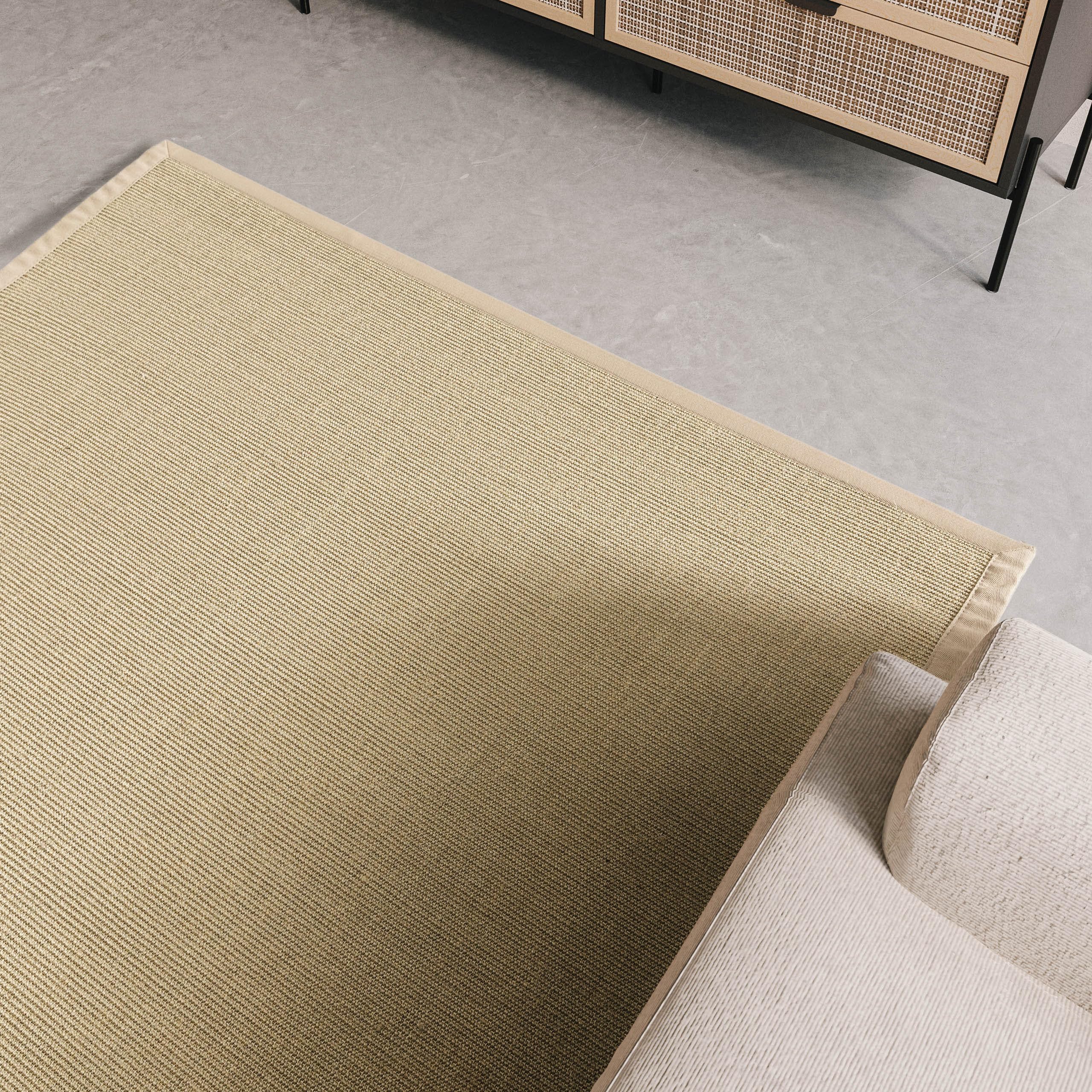 Interiyou Tapis Sisal Siena - 160x230 Crème - sous-Couche antidérapante avec Bordure - Idéal pour Salon, Chambre d'enfant, Salle à Manger, Cuisine, Couloir