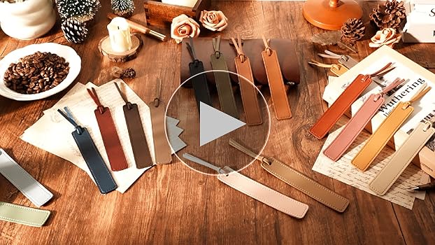 Leezmark 4 Pcs Leather Bookmark, Classic Stitched Bookmark