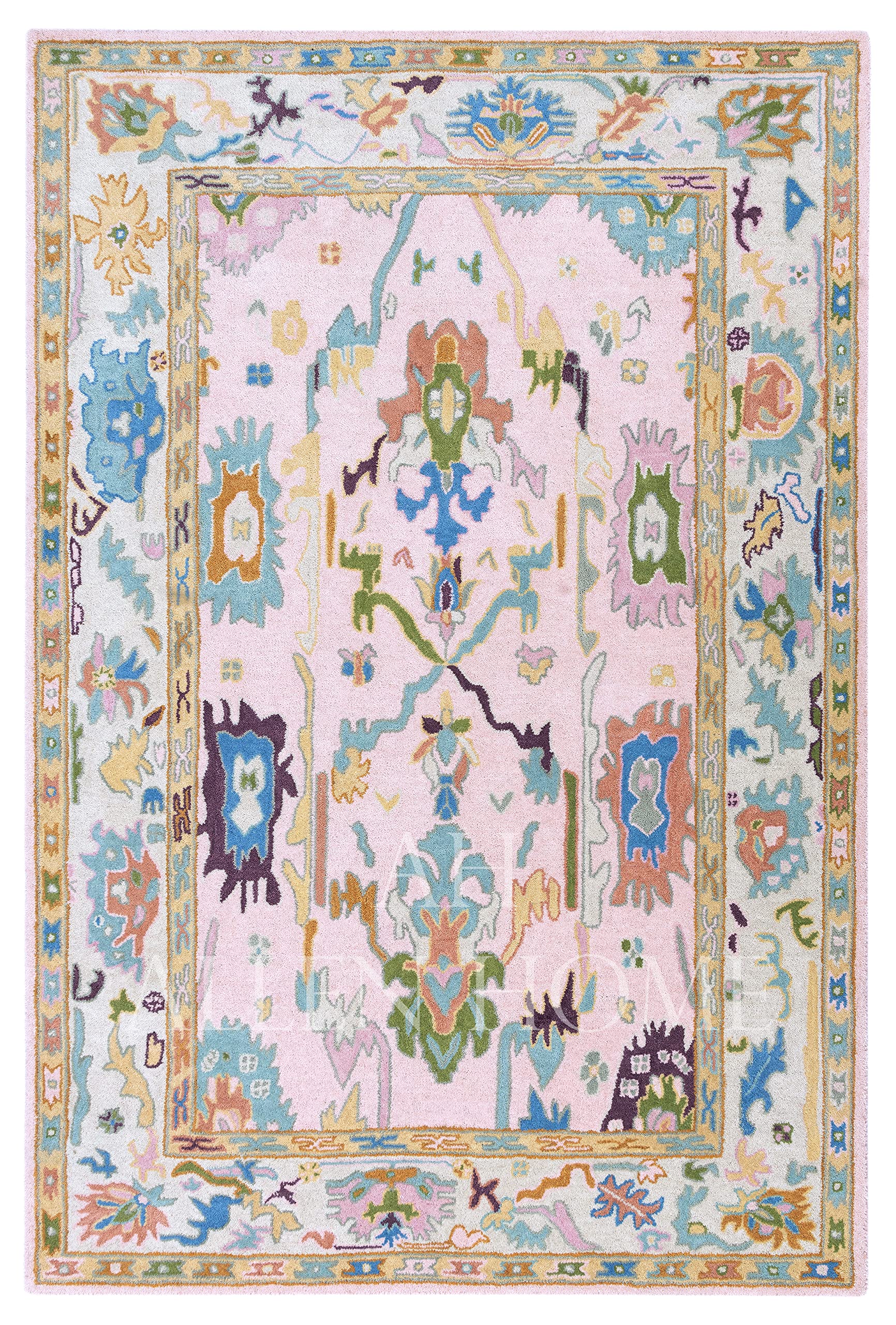 Allen Home Hand Tufted 100% Wool Rugs - Pastel Area Carpets Suitable for Living Room, Bedroom, Dining Room - Natural Latex Backing with 100% Cotton -