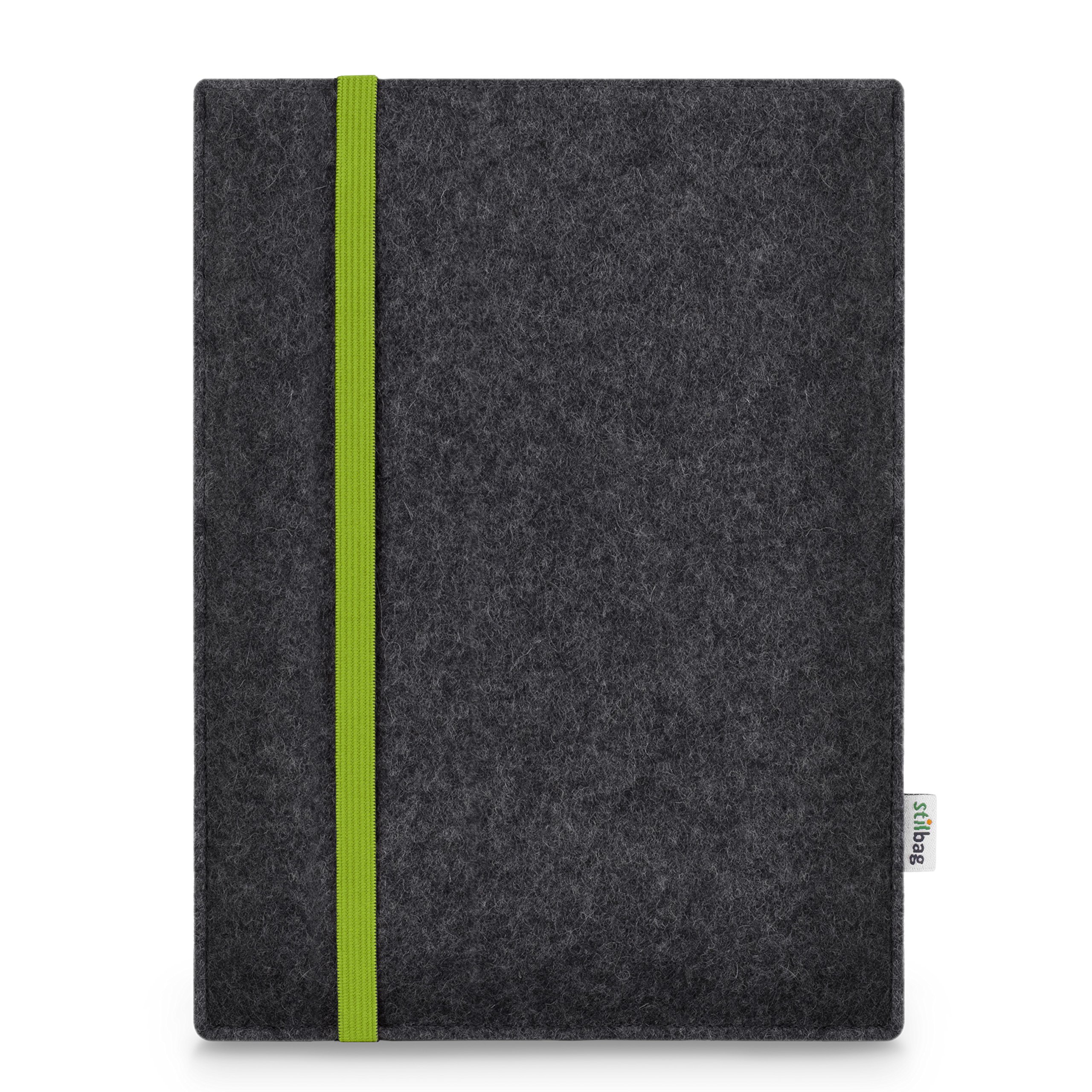 Stilbag Tablethülle Leon für Apple iPad Air 11-inch (M2) | Farbe: anthrazit/grün | Tablet-Tasche aus Filz | Tablet Schutzhülle | Tablet Made in Germany