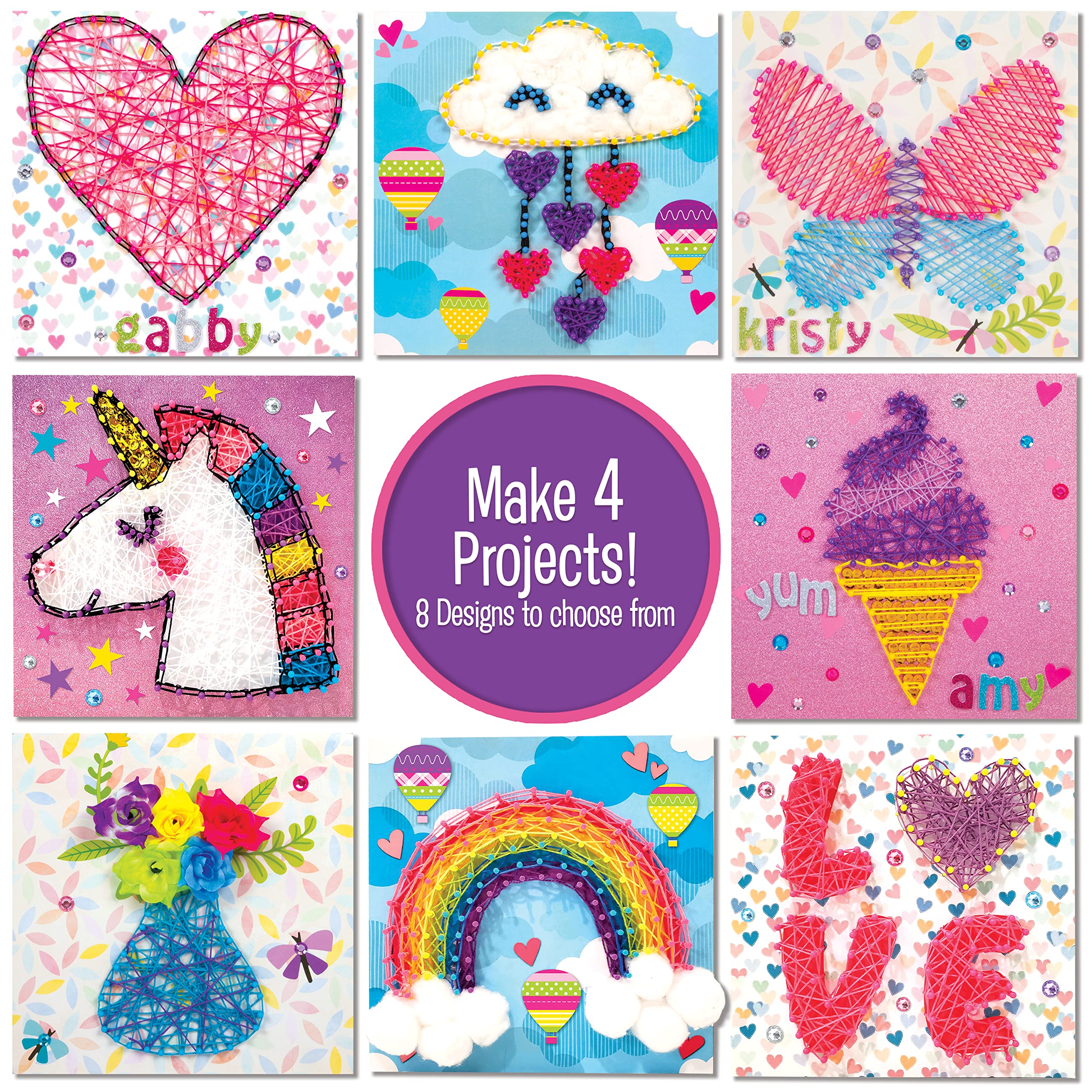 String Art Craft Mega Activity Set for Kids Make 4 Large String Art