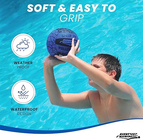 Miniatura 2 de Wave Runner Balón de voleibol impermeable con tecnología Sure-Grip, perfecto para juegos de piscina, voleibol de playa y piscina interior, diseño