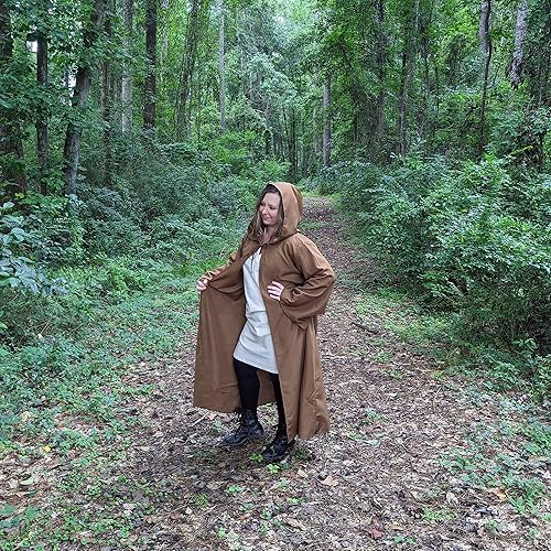 Miniatura 6 de Everfan Bata con capucha para adultos con mangas Mago, Jedi, monje, capa medieval para cosplay, disfraz de Halloween LARP para adultos