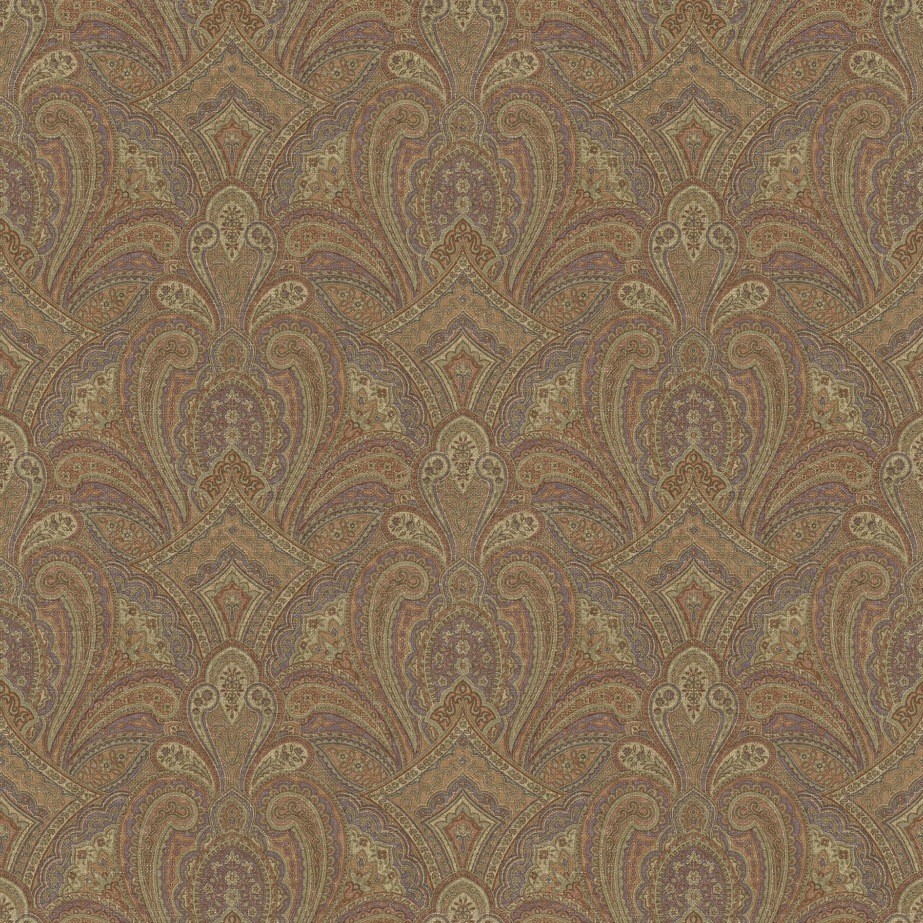 Chesapeake MAN01662 Barnes Paisley Damask Wallpaper, Rust
