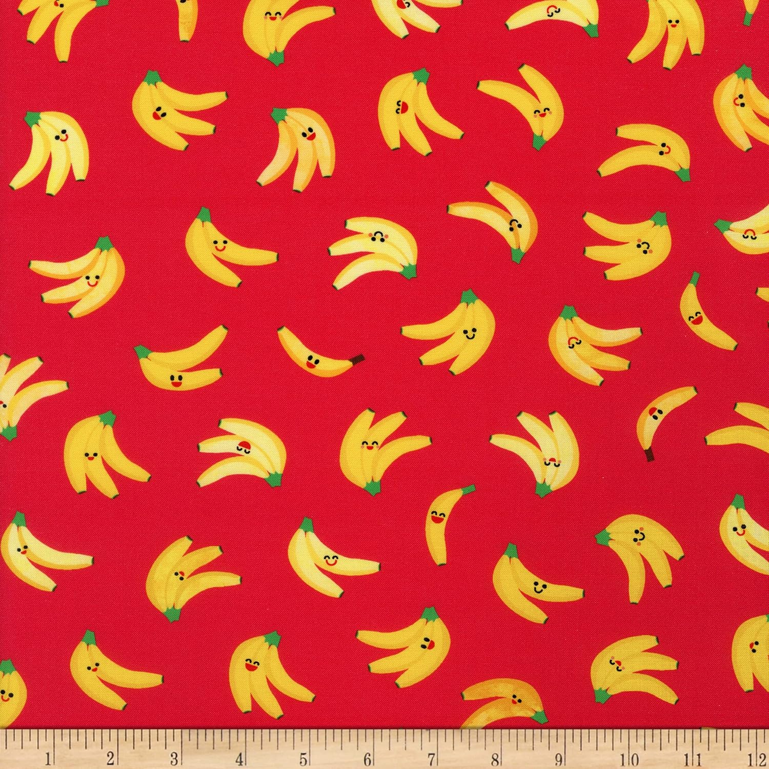 Kaufman Digital Farm to Table Red Bananas Red, Fabric by The Yard