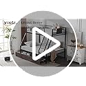 VINGLI Bunk Bed Twin Over Full Size with 2 Storage Drawers/Flat Rungs/Inclined Ladder, Heavy Duty Metal Slat Support, No Box Spring Needed, Black/Industrial Brown