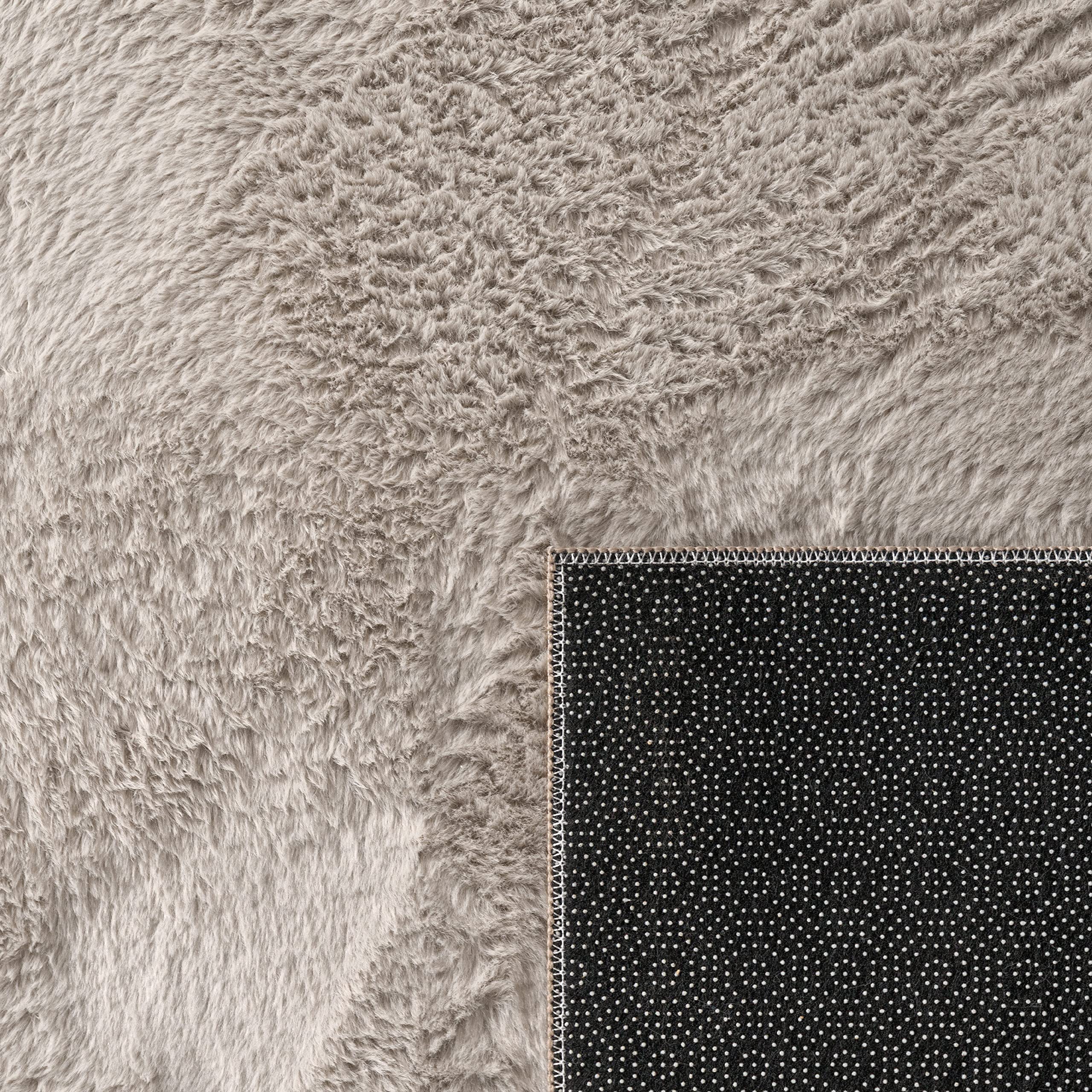 Paco Home Tapis Salon Chambre Adulte Poil Long Shaggy Moelleux Pelucheux Beige, Dimension:140x200 cm