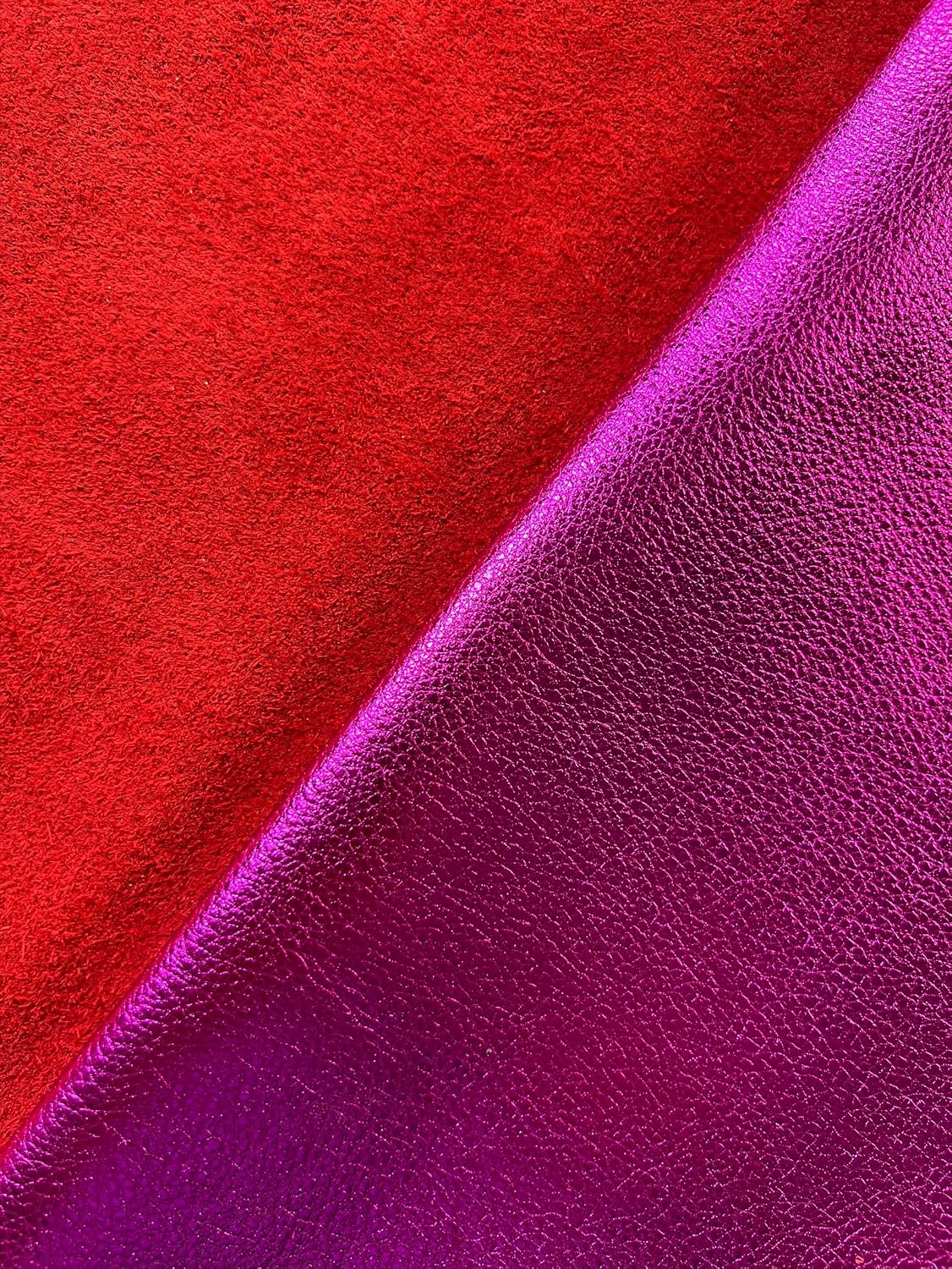 Metallic Cow Leather (Hot Pink, 20 Square Feet (Full Side))