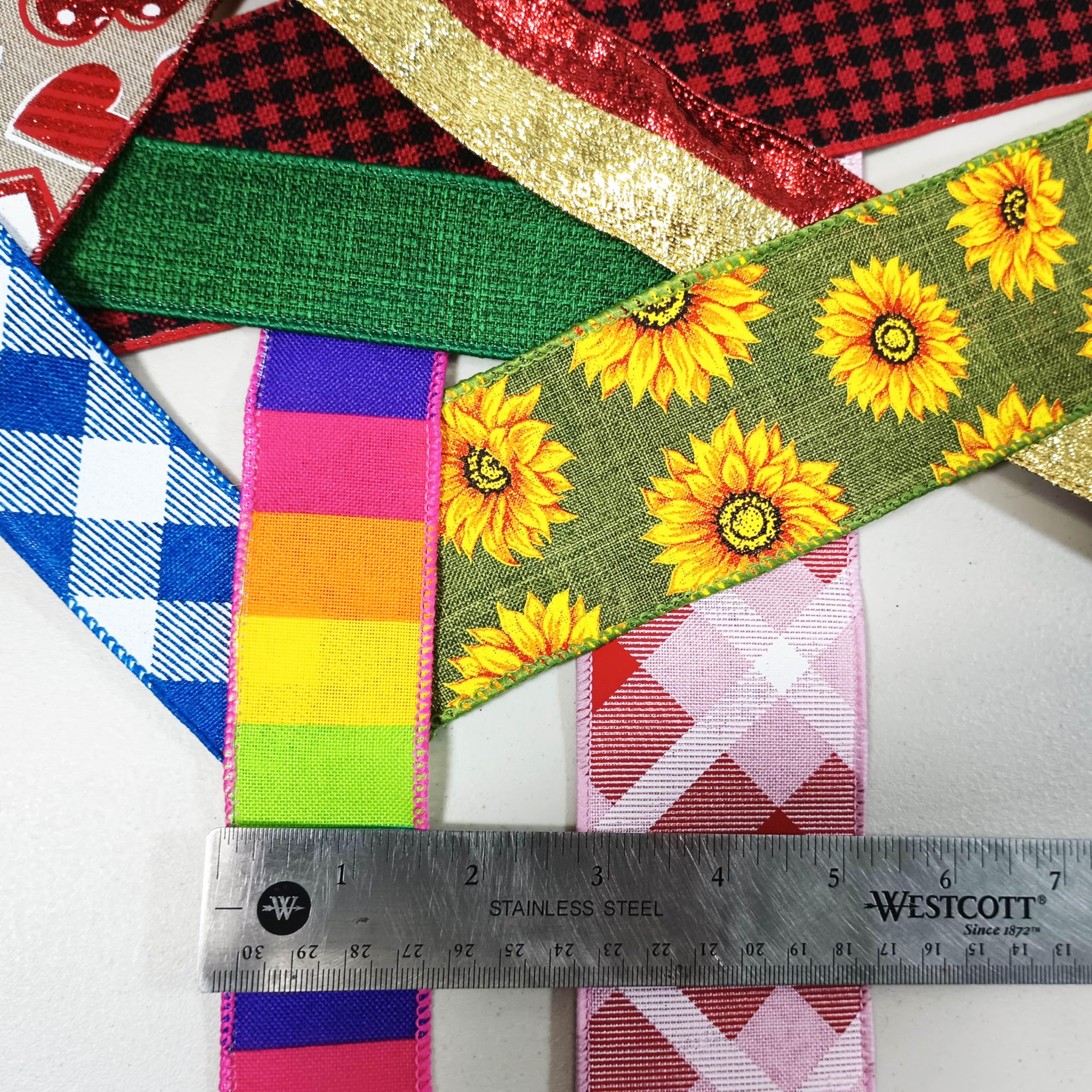 Amazon.com: 20 Yards Assorted Fabric Wired Edge Ribbon 1.5