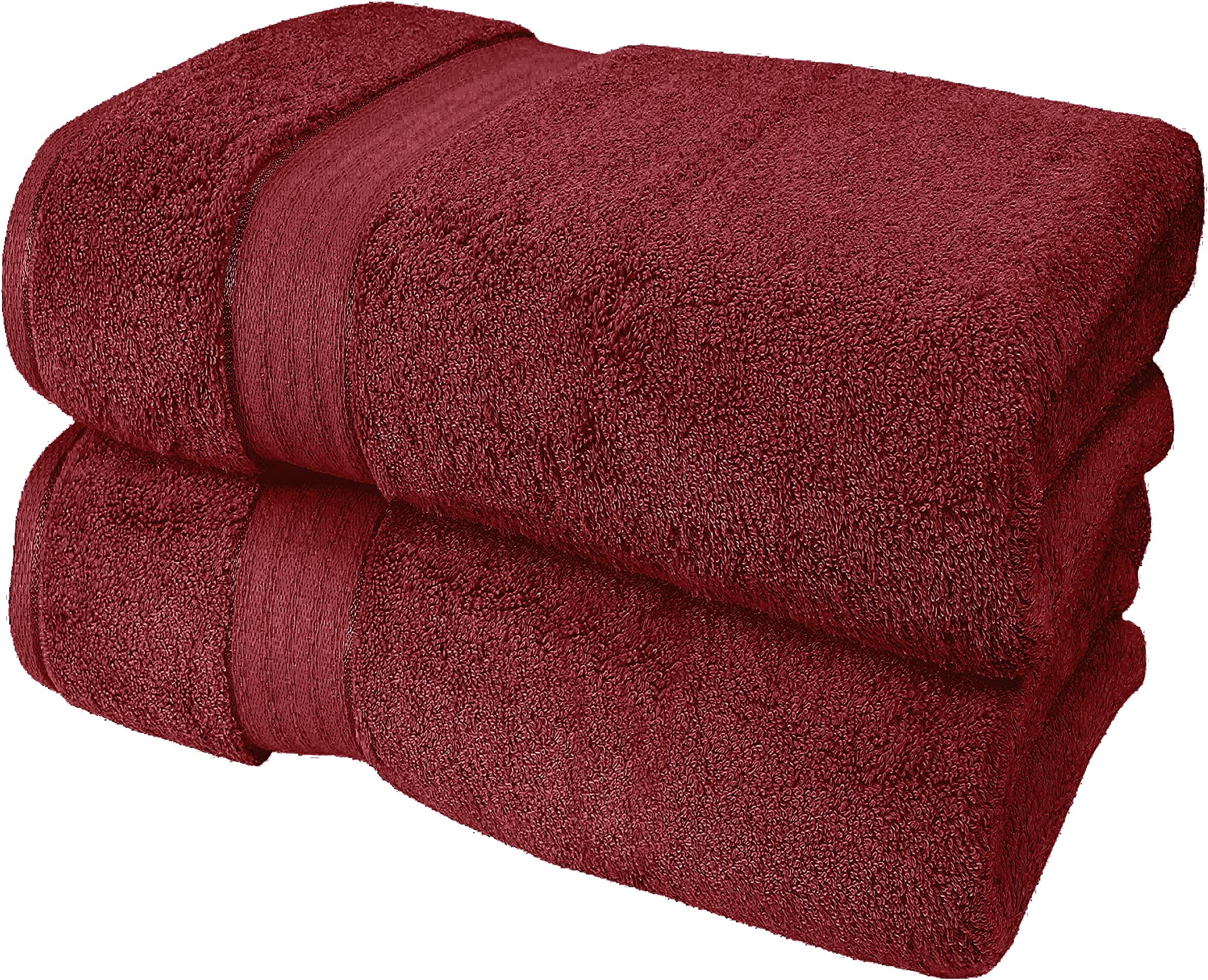 GLAMBURG 700 GSM Premium Oversized Extra Large Cotton Bath Sheet 35x70-100% Combed Cotton - Luxury Hotel & Spa Quality - Durable Ultra Soft Highly Absorbent - Burgundy