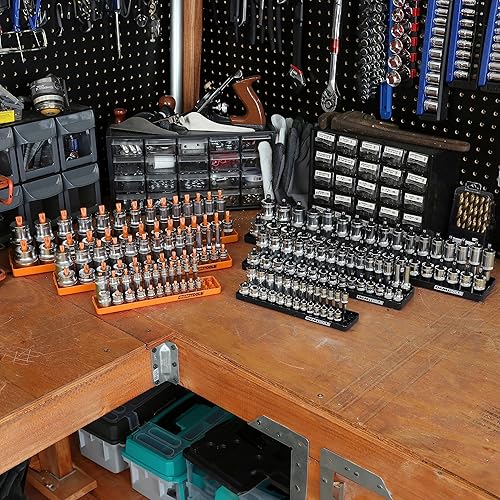 Miniatura 42 de OEMTOOLS 22234 Organizador de enchufes, 6 organizadores de enchufes, SAE y métrico, soportes para enchufes de 1/4, 3/8, 1/2, soporte de enchufe