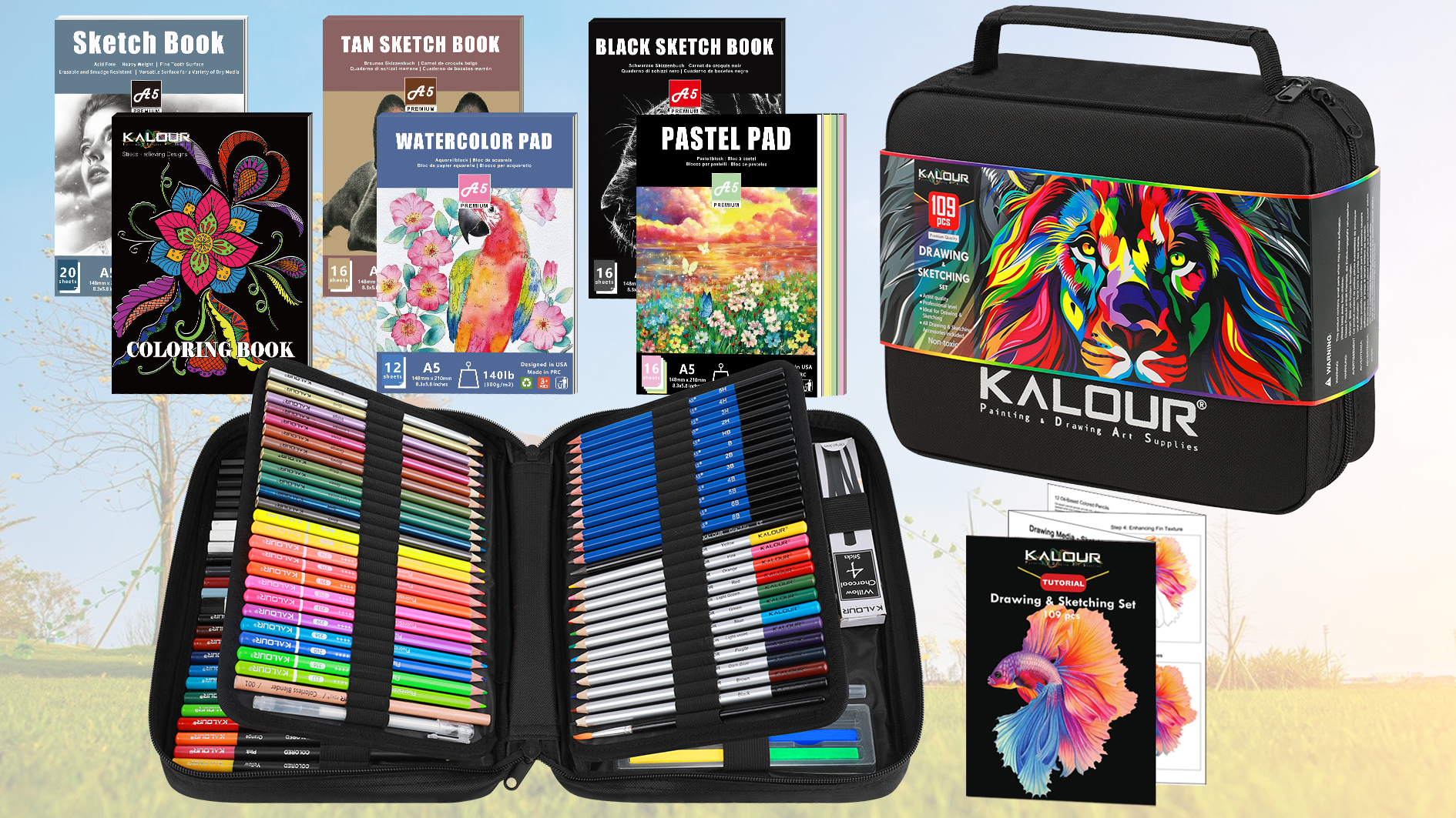 Amazon.com: 109 Drawing Set Sketching Kit, Pro Art Supplies with