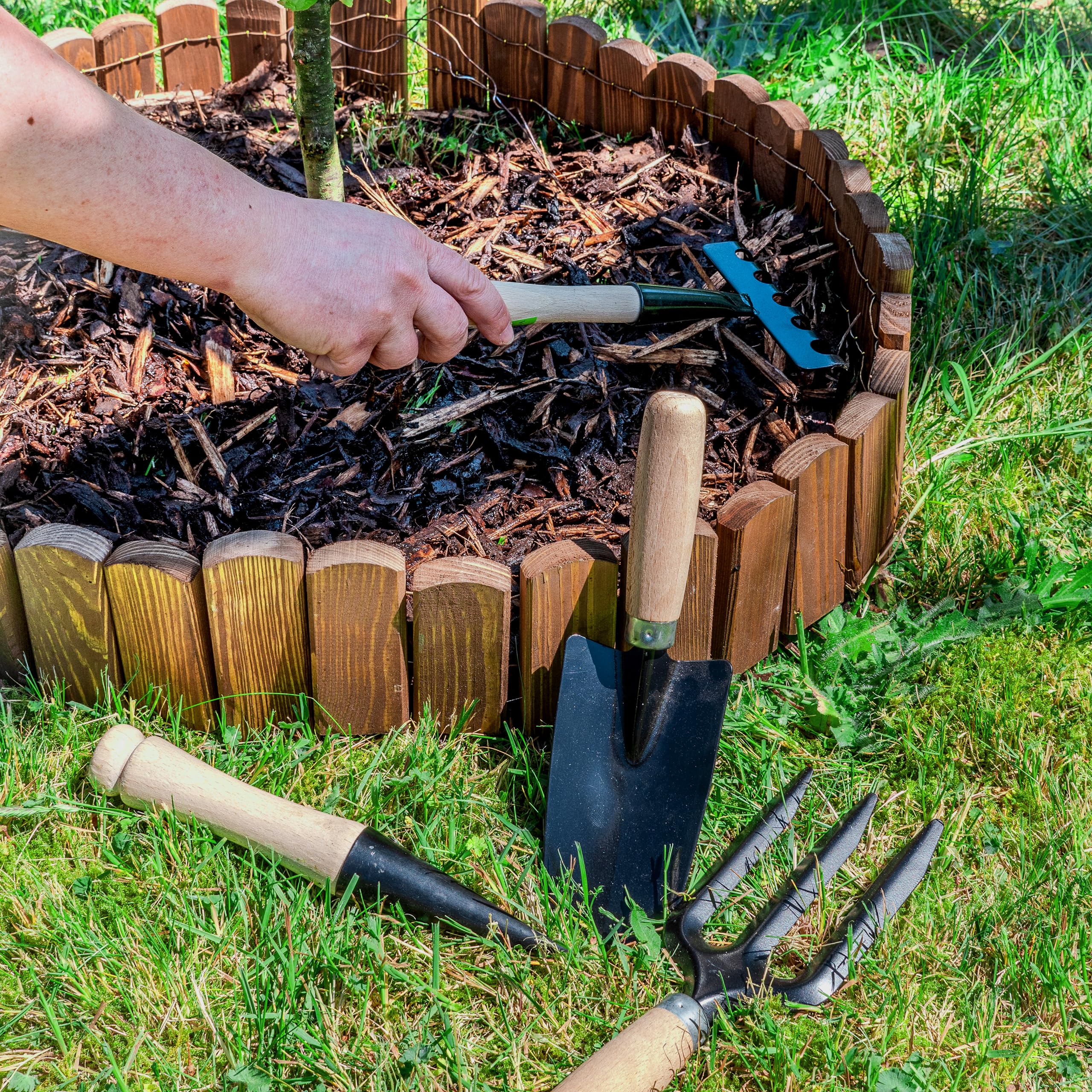 Garronda Doppia Zappa da Giardino a Forma di Cuore con Tridente Piccola Zappa con Rastrello GD-0007 (Zappetta per erbacce: nera, a forma di cuore)