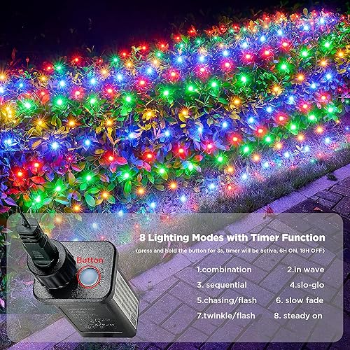 Miniatura 2 de BlcTec Luces de Navidad para exteriores, 176 LED, 8.7 x 5.2 pies, con certificación UL, 8 modos, temporizador, conectable, alambre grueso resistente