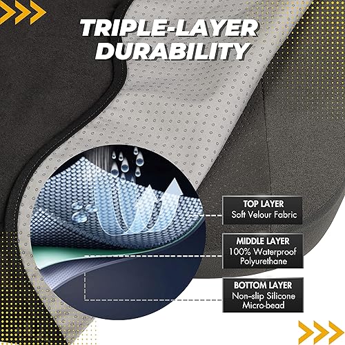 Miniatura 4 de QIKCOVER Funda impermeable de alta calidad para asiento de automóvil, a prueba de sudor, ajuste universal, antideslizante, protector duradero para