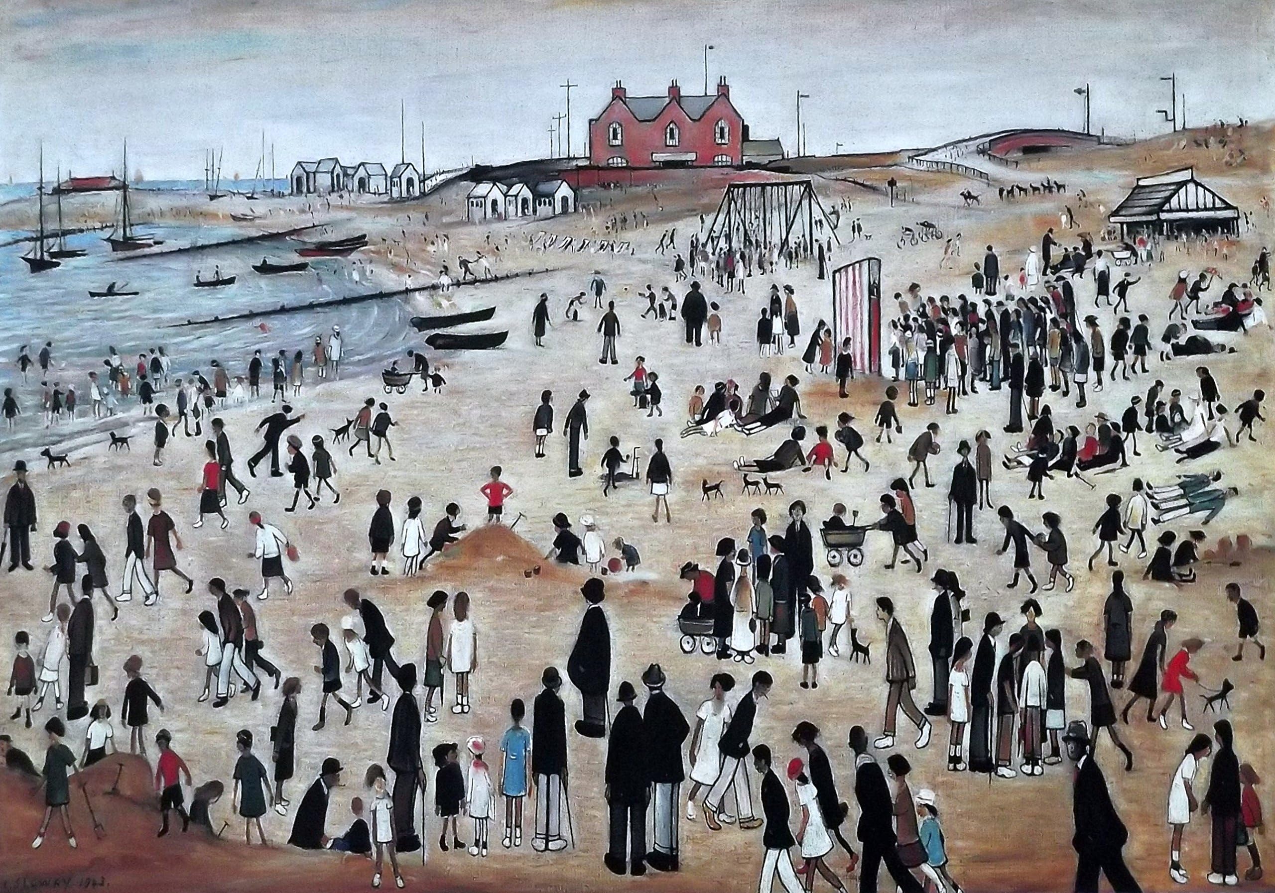 Stateoftheart-uk Collection of AUTHENTIC L S Lowry Prints - On Textured Art Paper - 16 x 12inch Image - THE SEASIDE - Plus Border