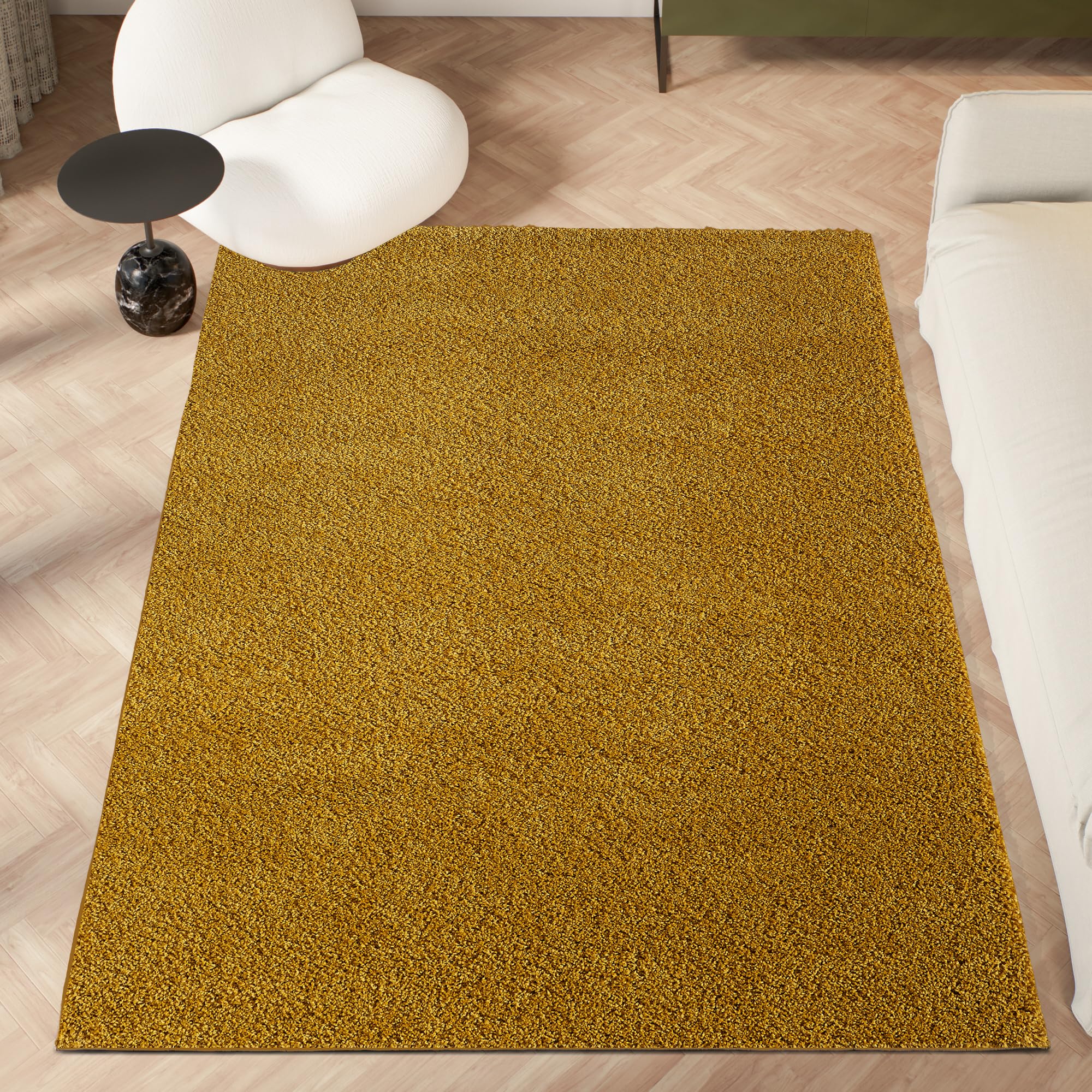homeart Area Rug - Super Soft Shaggy Rugs For The Living Rooms, Bedrooms And Kitchen - Modern, Easy To Clean Carpet - 120 cm Round, Gold
