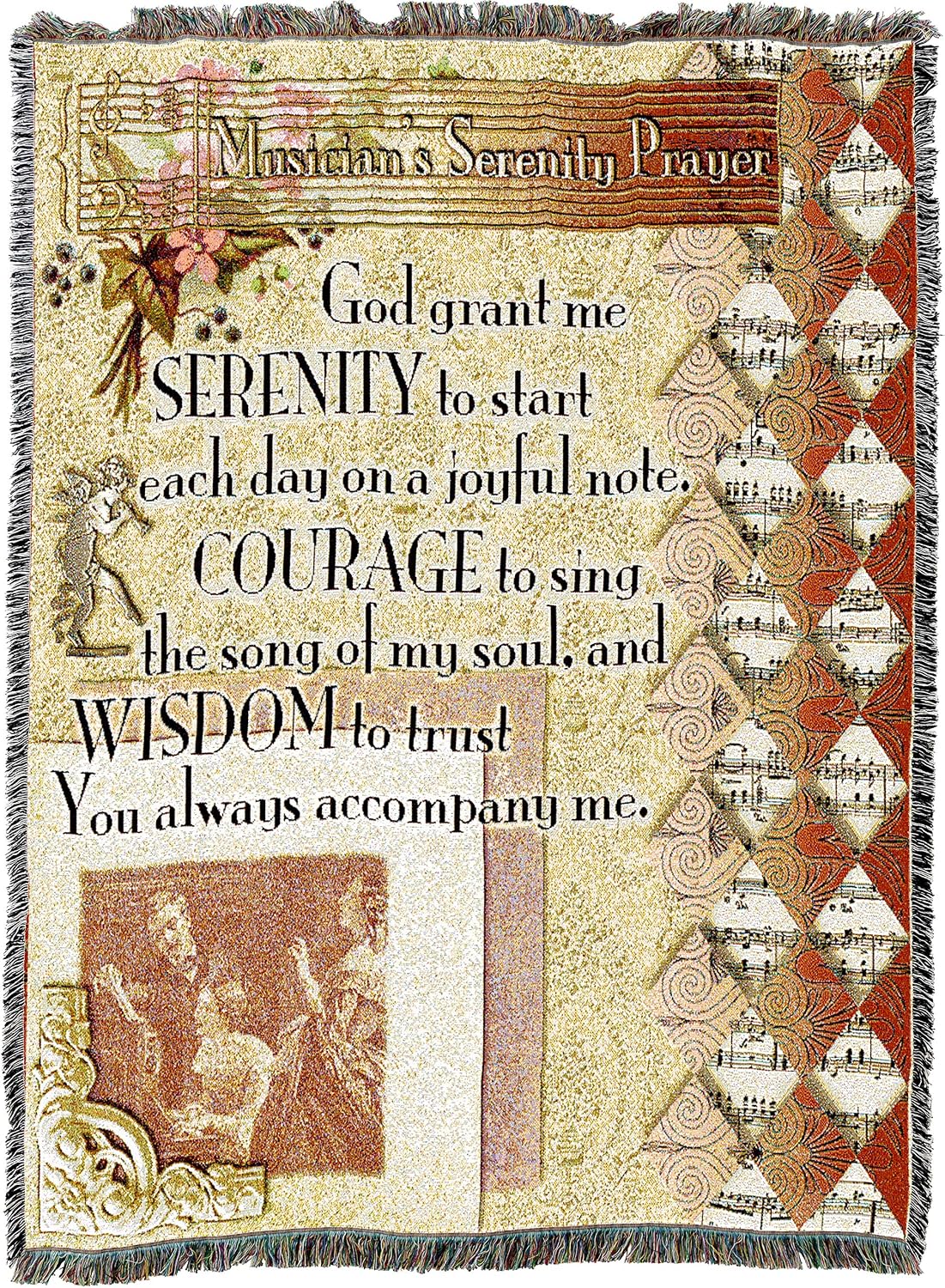 Pure Country Weavers Musicians Serenity Prayer Blanket - Lisa Engelhardt - Music Dance Gift Tapestry Throw Woven from Cotton - Made in The USA (72x54)