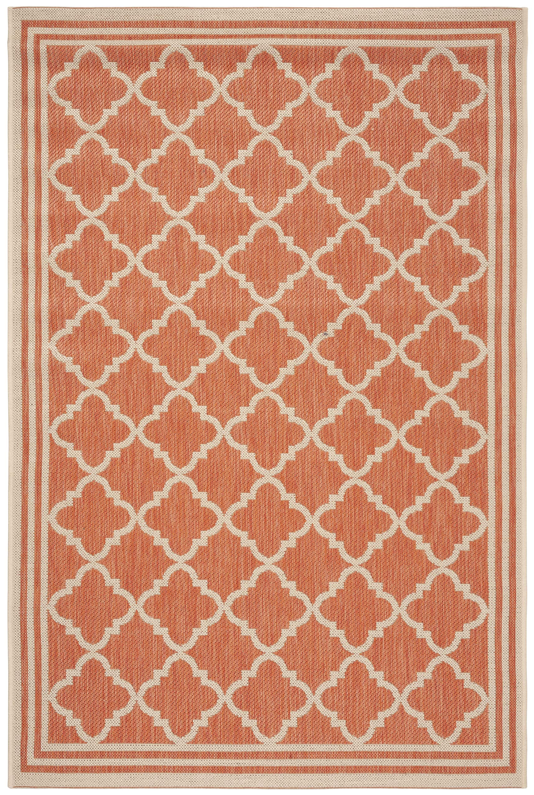 SAFAVIEH Linden Collection 4' x 6' Rust/Cream LND121P Trellis Indoor/ Outdoor Non-Shedding Easy scrubbing Patio Backyard Porch Deck Mudroom Accent-Rug