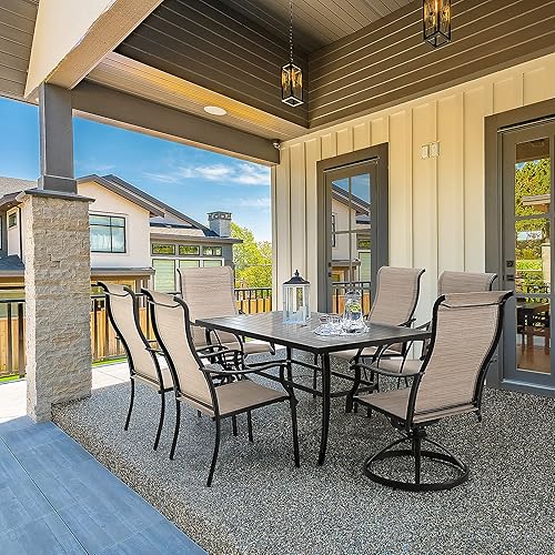 Miniatura 4 de HAPPATIO Juego de 2 sillas de comedor para patio, sillas de comedor giratorias de textileno para exteriores con respaldo alto, sillas de muebles de