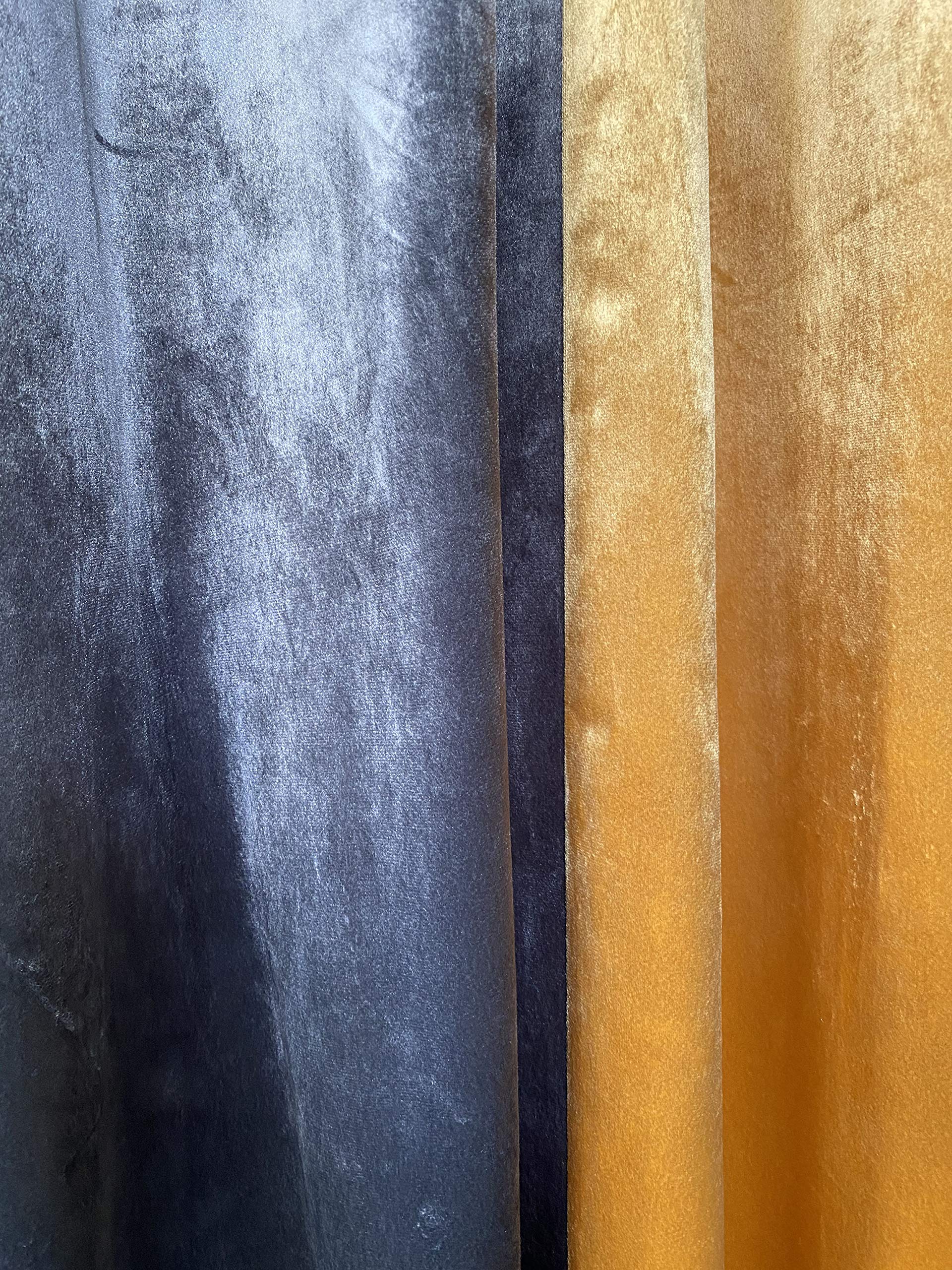 Cushion Mania Tende ad anello con occhielli, completamente foderate, velluto ITALIA, 2 tonalità (grigio morto/grigio, 228,6 cm di larghezza x 274,3 cm di lunghezza)