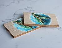 Vista 2 de Tortuga Bay Beach Ecuador Beach Souvenir 2" x 3" Wooden Fridge Magnet Turtle Design Single