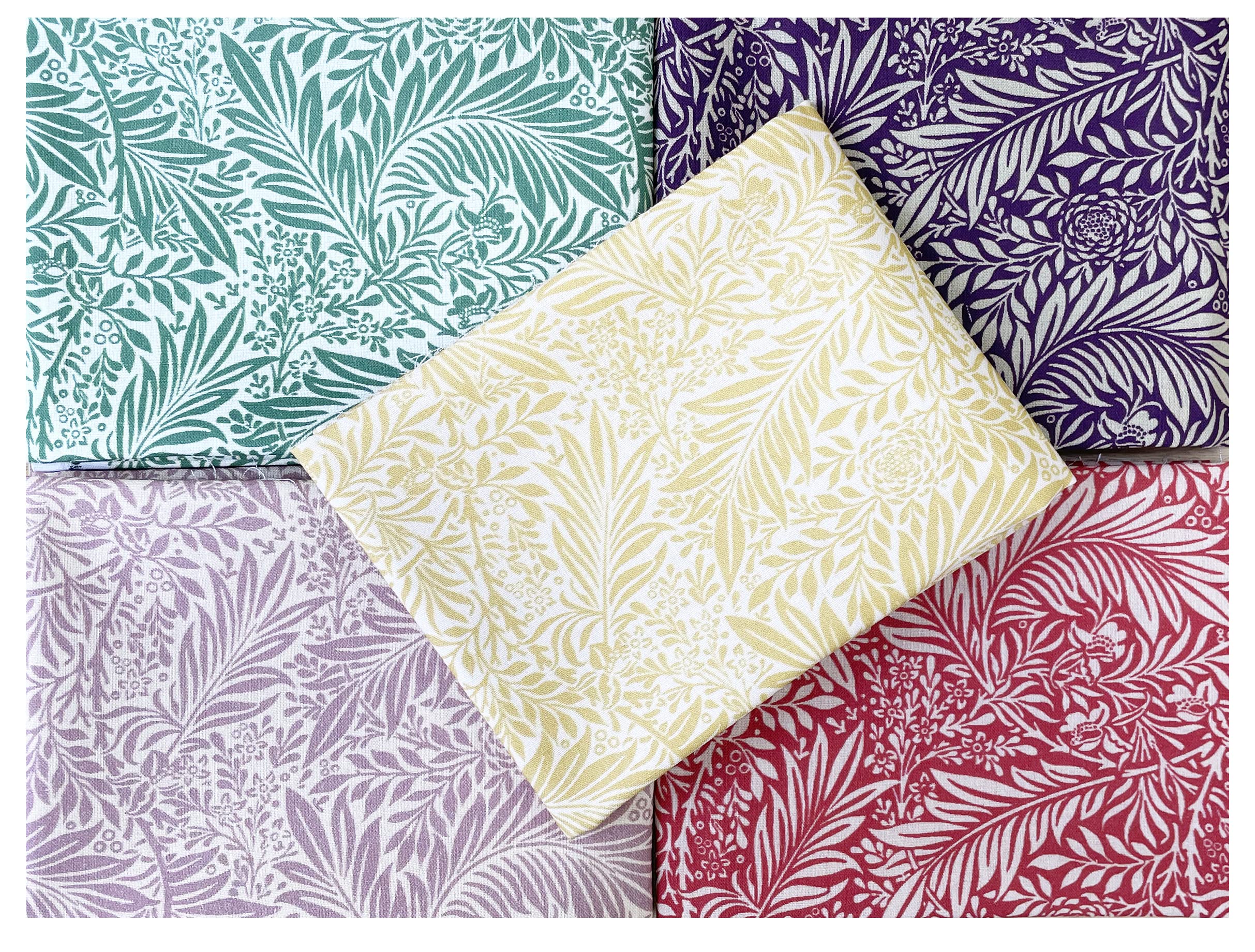 Glamour Secrets Green Fat Quarter Bundle - William Morris Larkspur Bright Collection - Craft Fabric Material