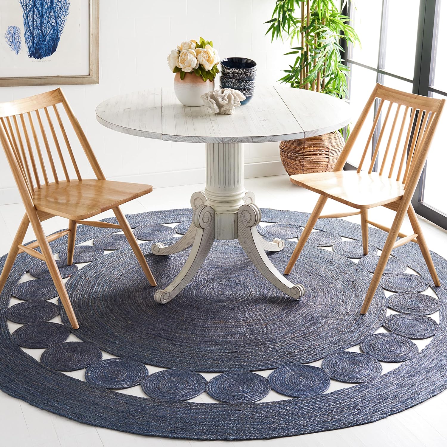 SAFAVIEH Area Rug 3' Round - Natural Fiber Collection - Grey, Handmade Jute, Boho Farmhouse Braided Design (NF364C)