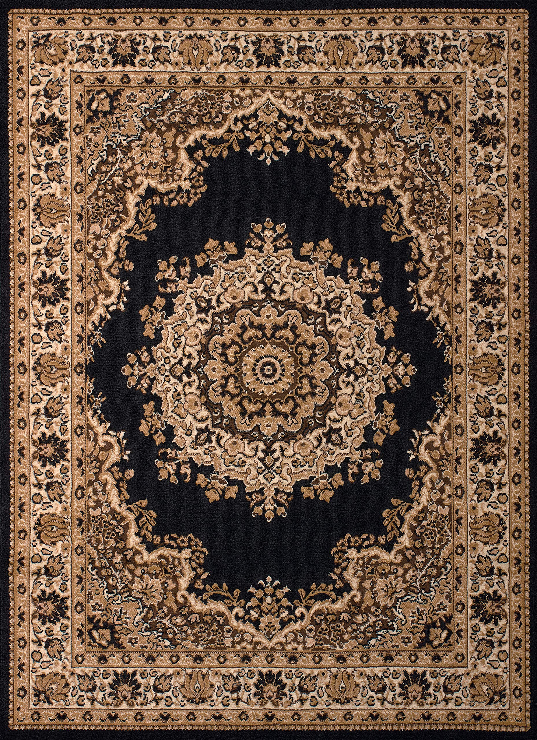 United Weavers Dallas Floral Kirman Accent Rug - Black, 2x3, Traditional Indoor Floor Rug with Jute Backing