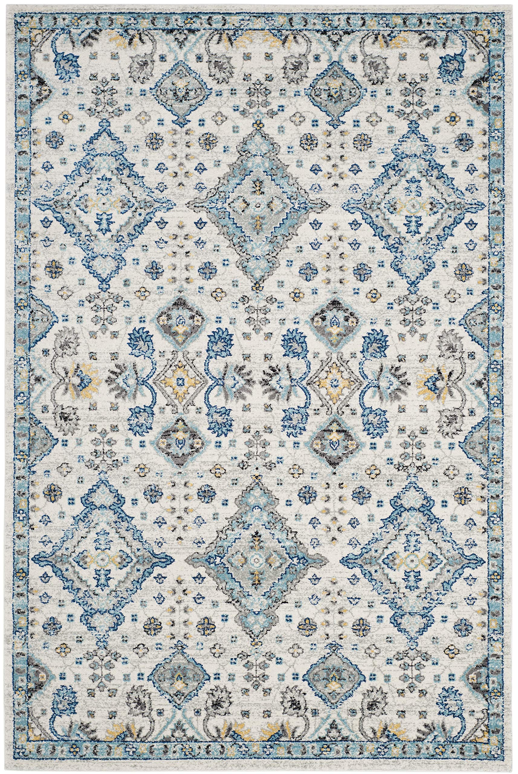 Safavieh EVK224C Tappeto Runner Boho Oriental, Antimacchia, 2x20 Cm, Colore Avorio/Azzurro, Per Soggiorno E Camera Da Letto