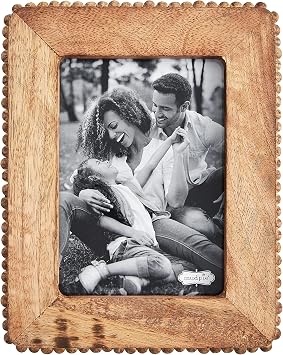 Mud Pie White Beaded Wood Frame - Thumbnail 4