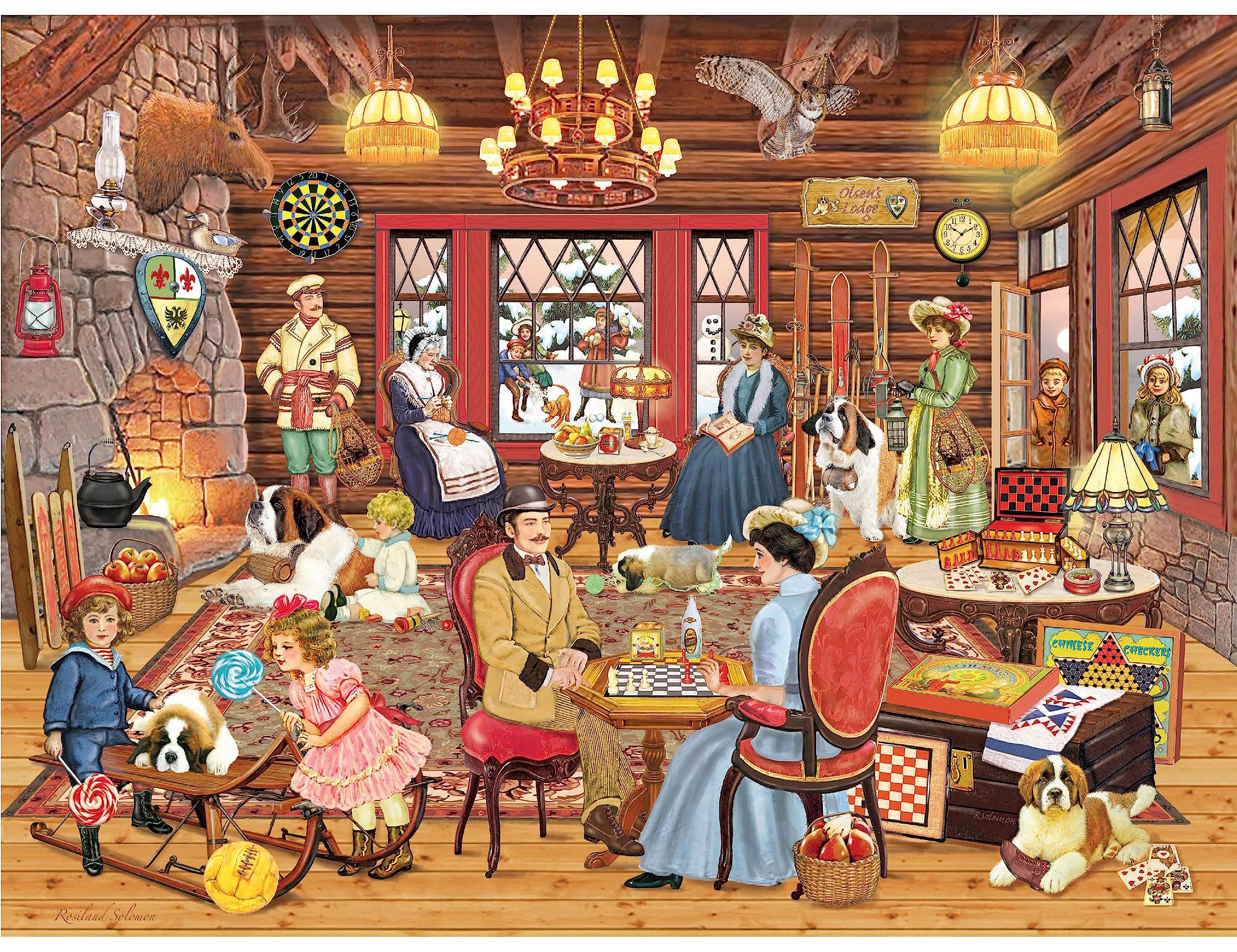 1000 Piece Puzzle for Adults ROSILAND Solomon Olsen Family Reunion 27X20 Jigsaw by KI Puzzles