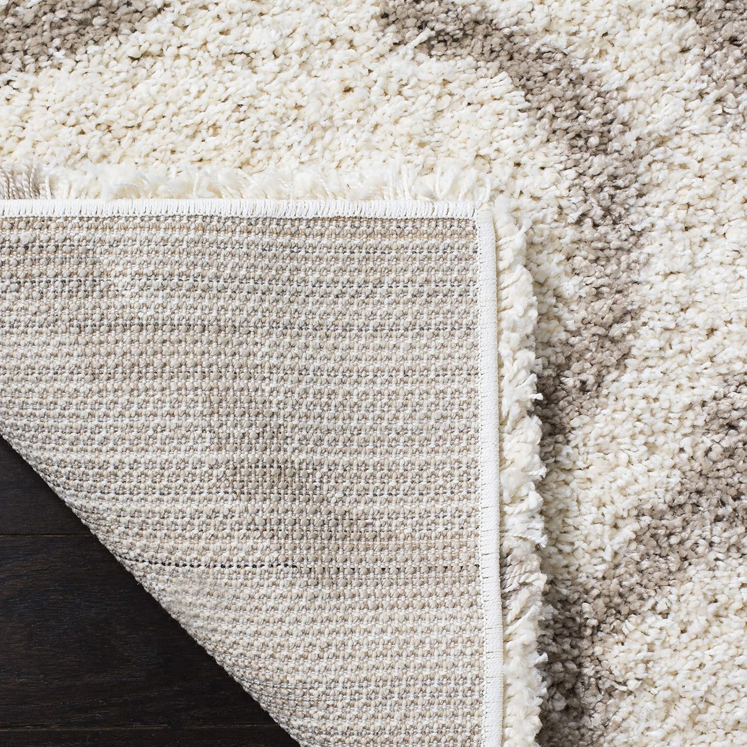 SAFAVIEH Hudson Shag Collection Area Rug - 6' x 9', Ivory & Beige, Moroccan Design, Non-Shedding & Easy Care, 2-inch Thick Ideal for High Traffic Areas in Living Room, Bedroom (SGH284D)