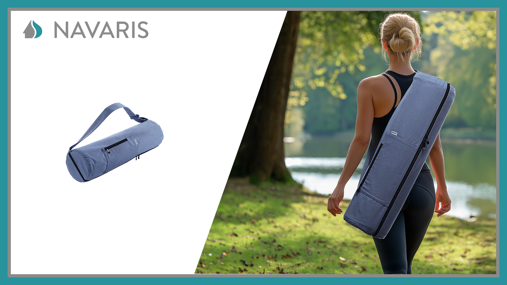 Borsa Per Tappetino Yoga Navaris - Sacca Grande In Cotone Con Tracolla