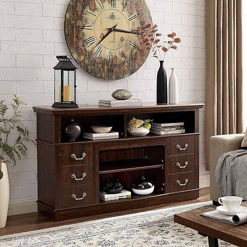 Miniatura 7 de BESTTOONE Soporte para pecera, soporte de acuario de 20 galones con grandes estantes abiertos y agujeros para cables, mesa rústica de granja con 2