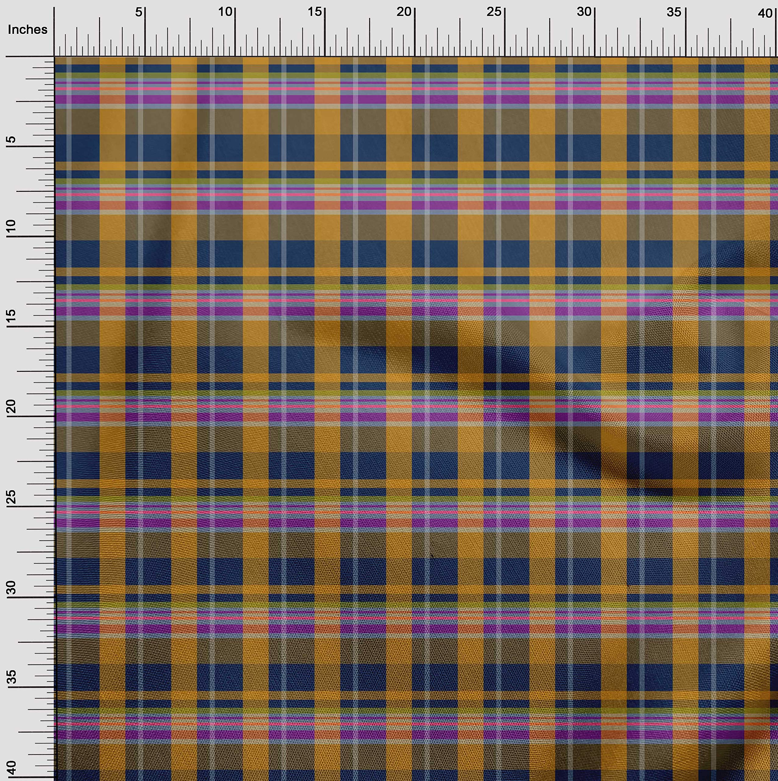 【eL】Made In India Madras Check One-piece Amazon.com: oneOone Cotton Flex Blue Fabric Madras Check