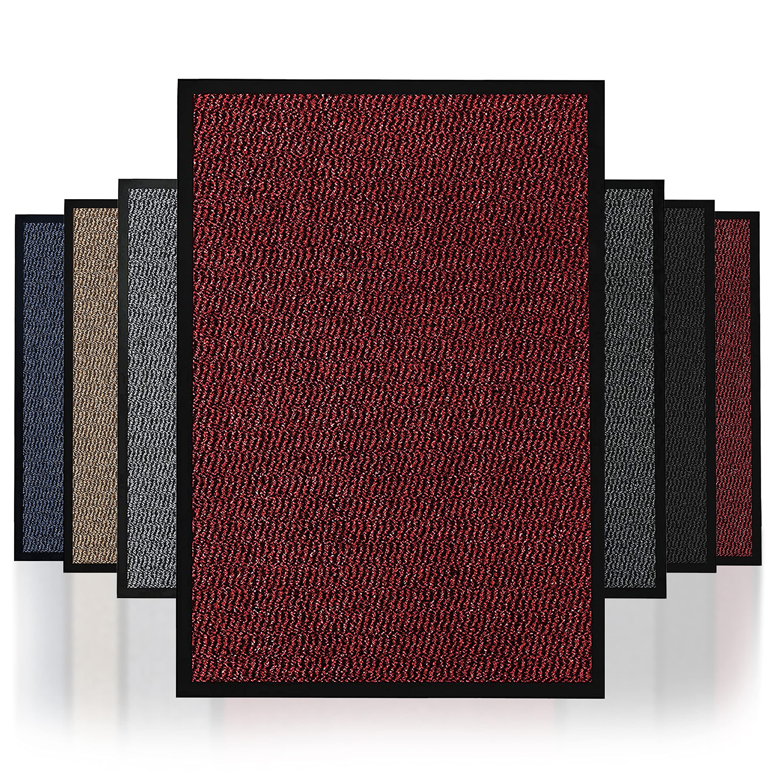 NAUSHA Best Price Dirt Trapper Door Mat Heavy Duty indoor & outdoor Rubber Non-Slip Floor & Kitchen Barrier Mat Easy Clean Absorbent Soft Feel Entrance Rug Shoes Scraper Floor Mat (Red, 60x80 cm)